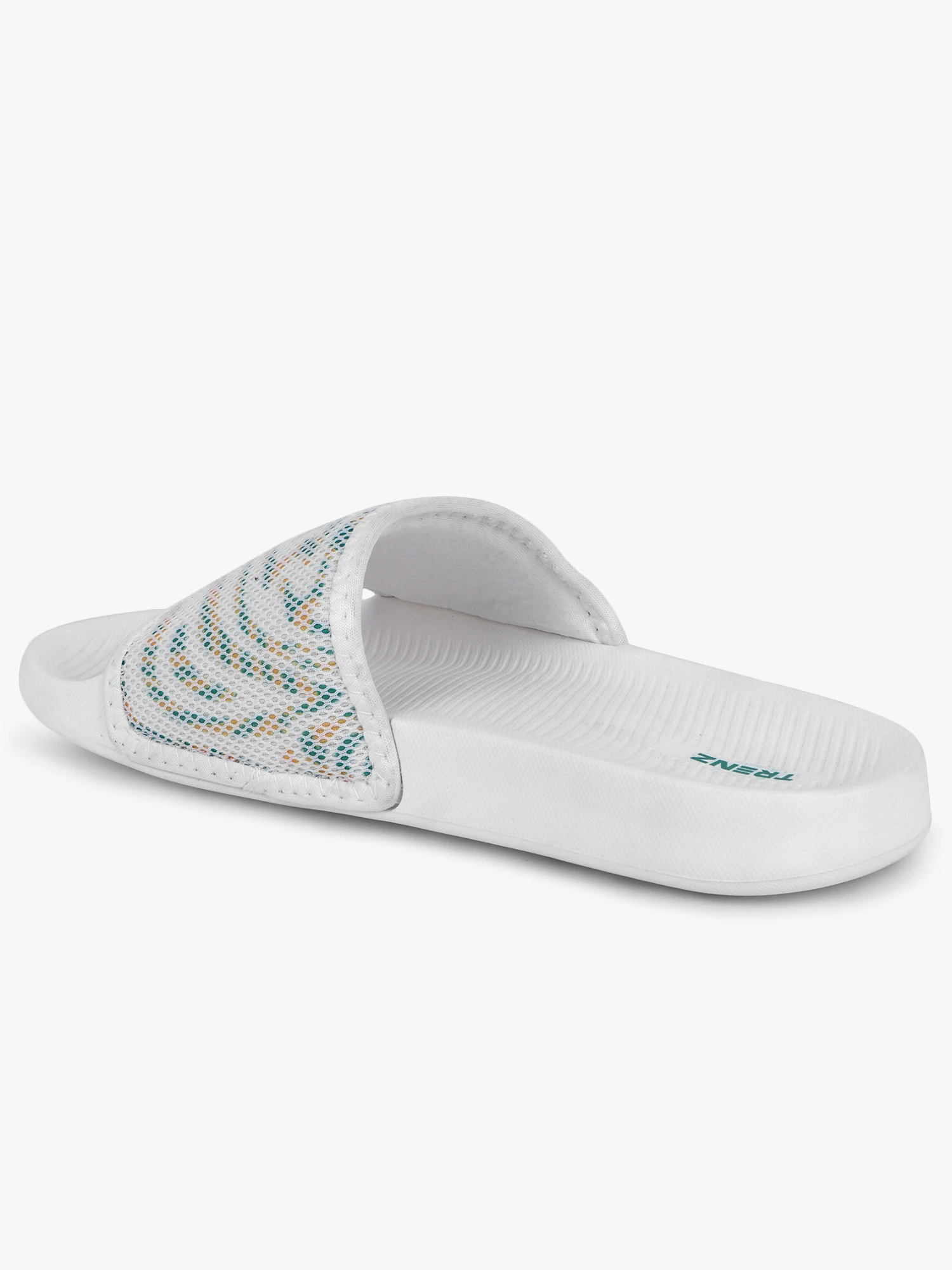 White and green slip-on slider Slippers for women