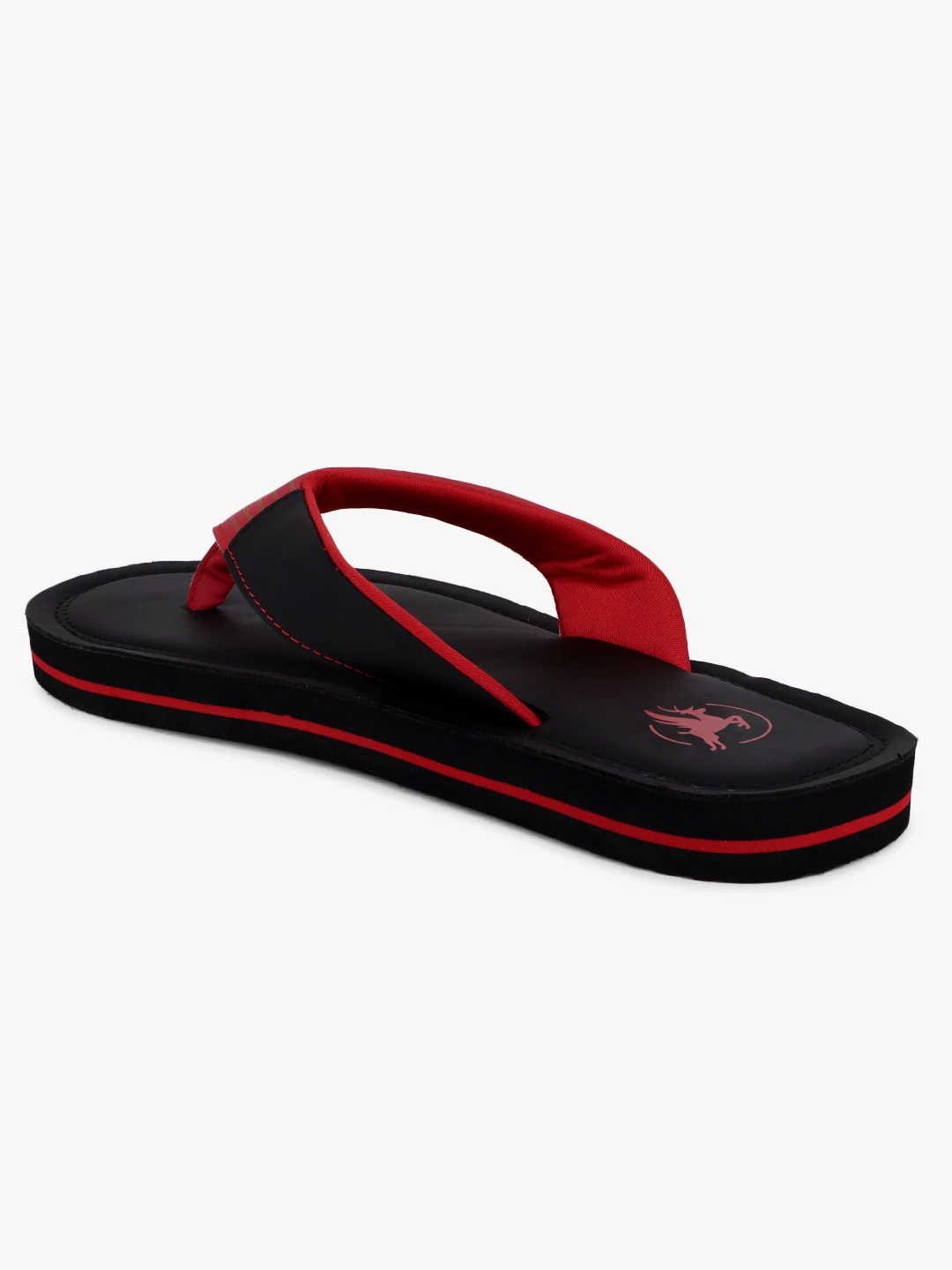 Black and red slip-on slippers for men
