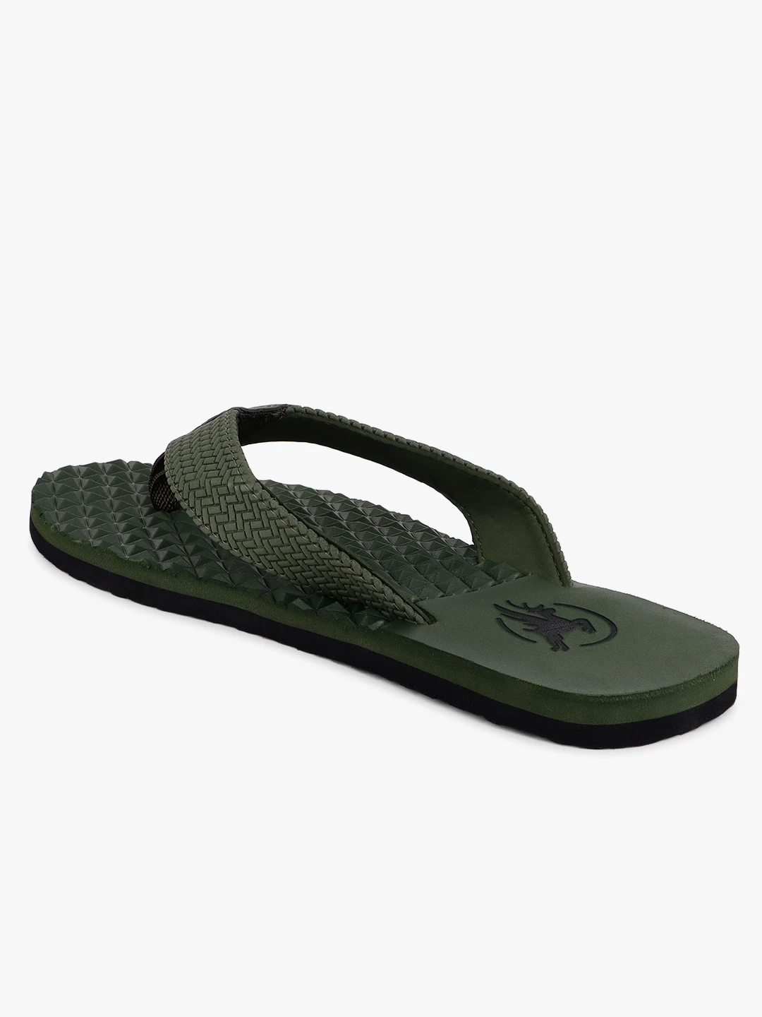 Shivnaresh Olive green slip-on slippers for men