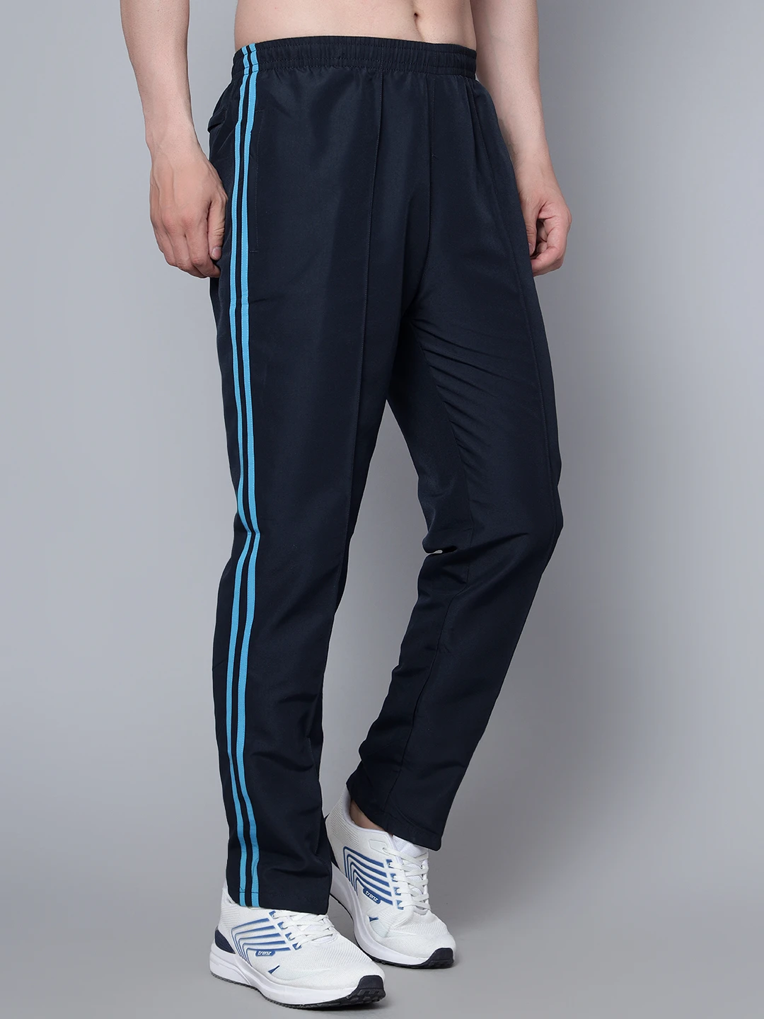 Navy Blue/Cyan Essential Sports Trackpants for men - Shivnaresh