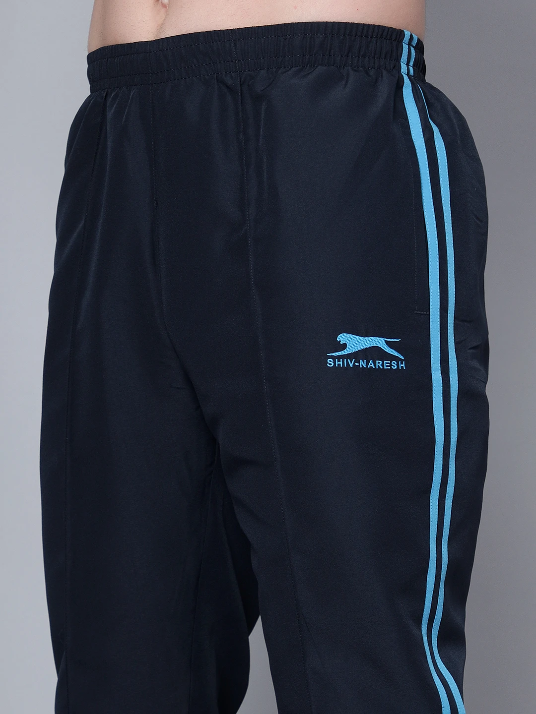 Navy Blue/Cyan Essential Sports Trackpants for men - Shivnaresh
