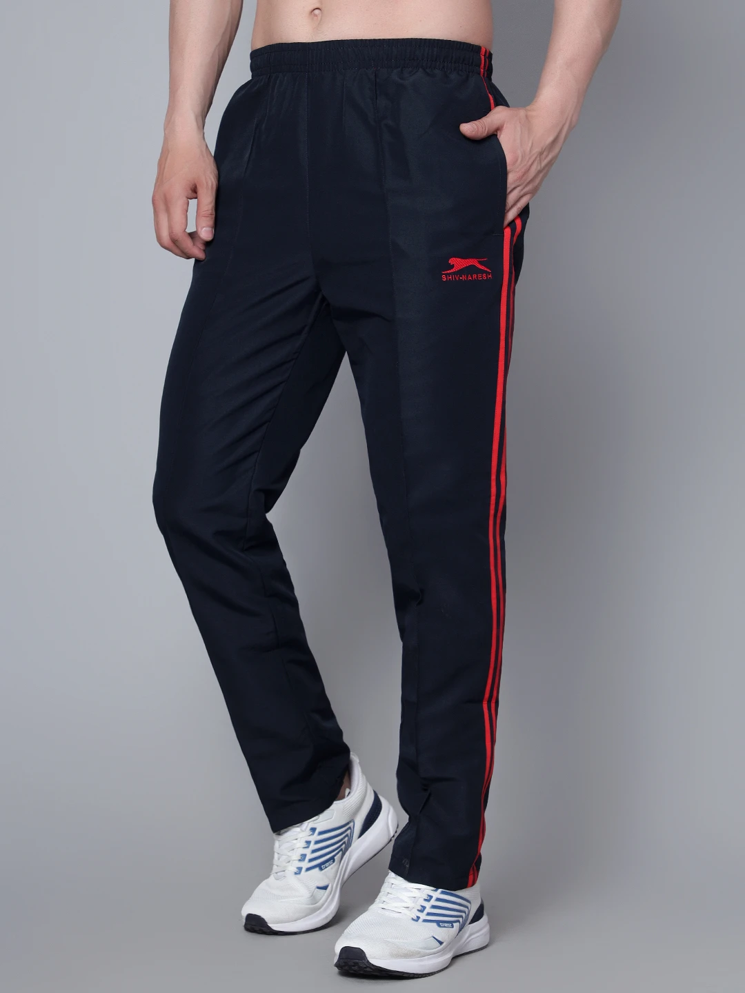 Navy Blue Red Shiv Naresh Sports Track Pants for men