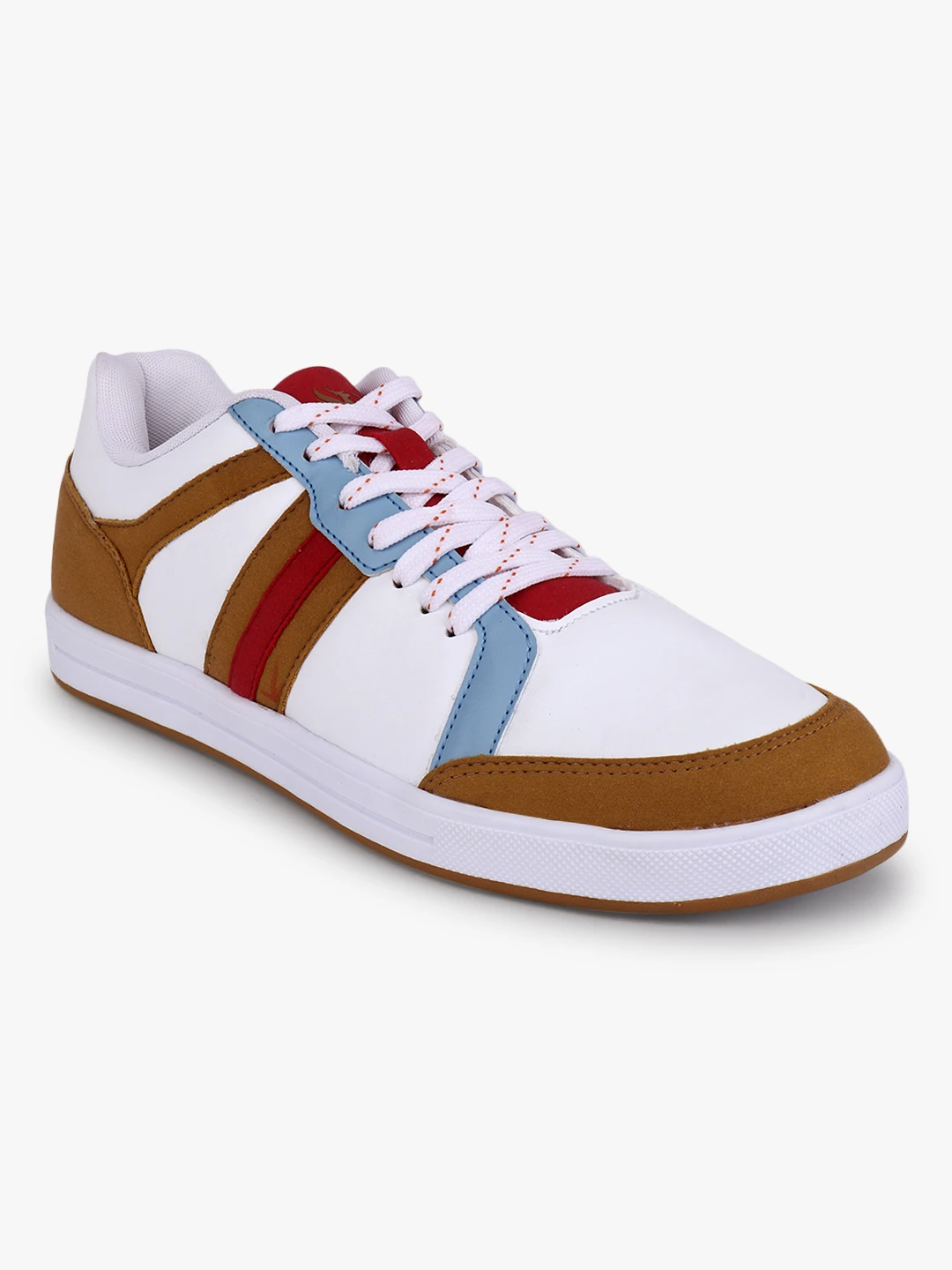 Men’s White Tan Red Lace-Up Sports Shoes