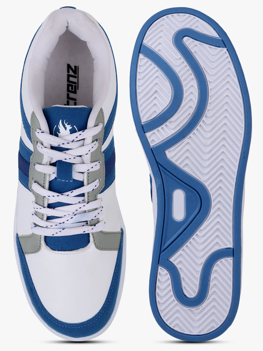 Men’s White Sky Blue Lace-Up Sports Shoes