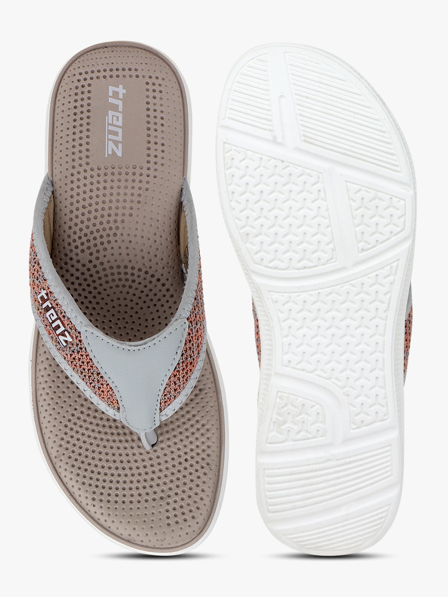 Women’s Beige & White slip-on slippers by Shiv Naresh