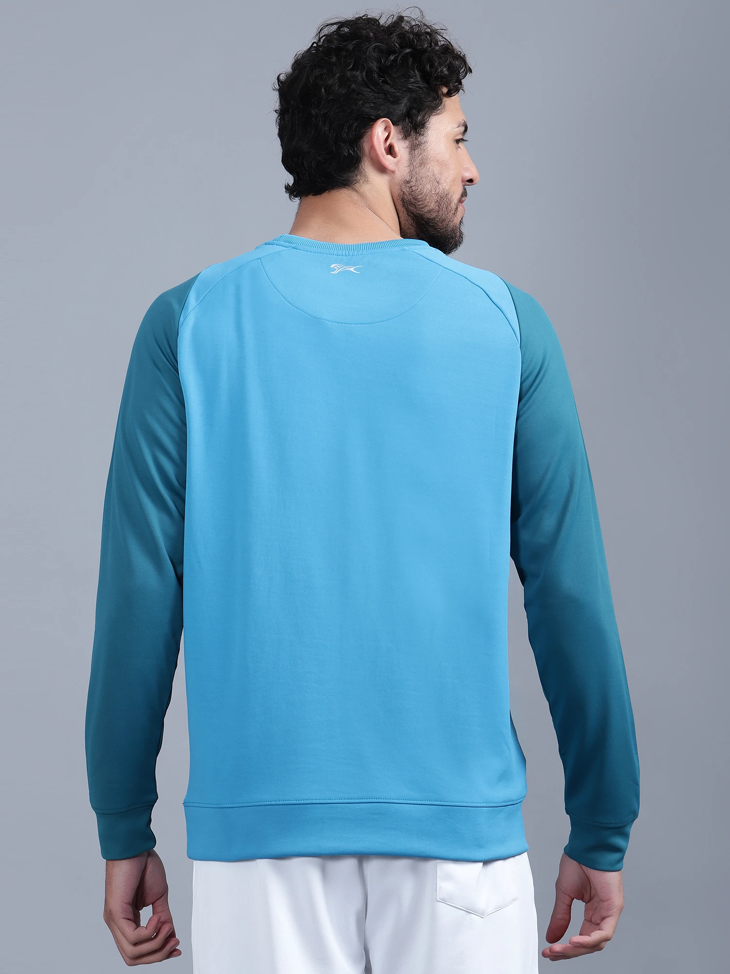 Men's aqua blue cotton sweatshirt by Shiv Naresh