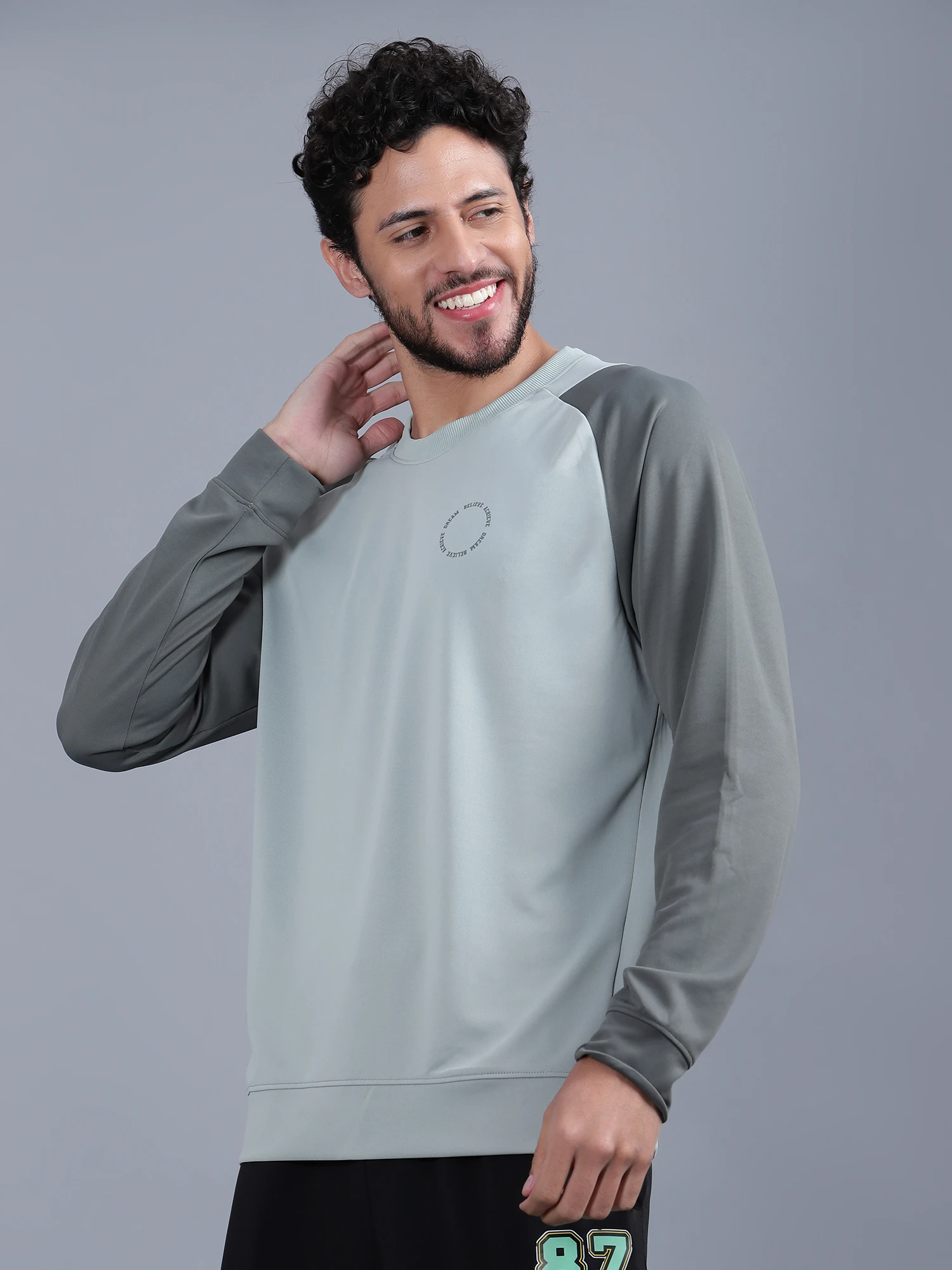 Shiv Naresh Men's Grey Black Sweatshirt Model View
