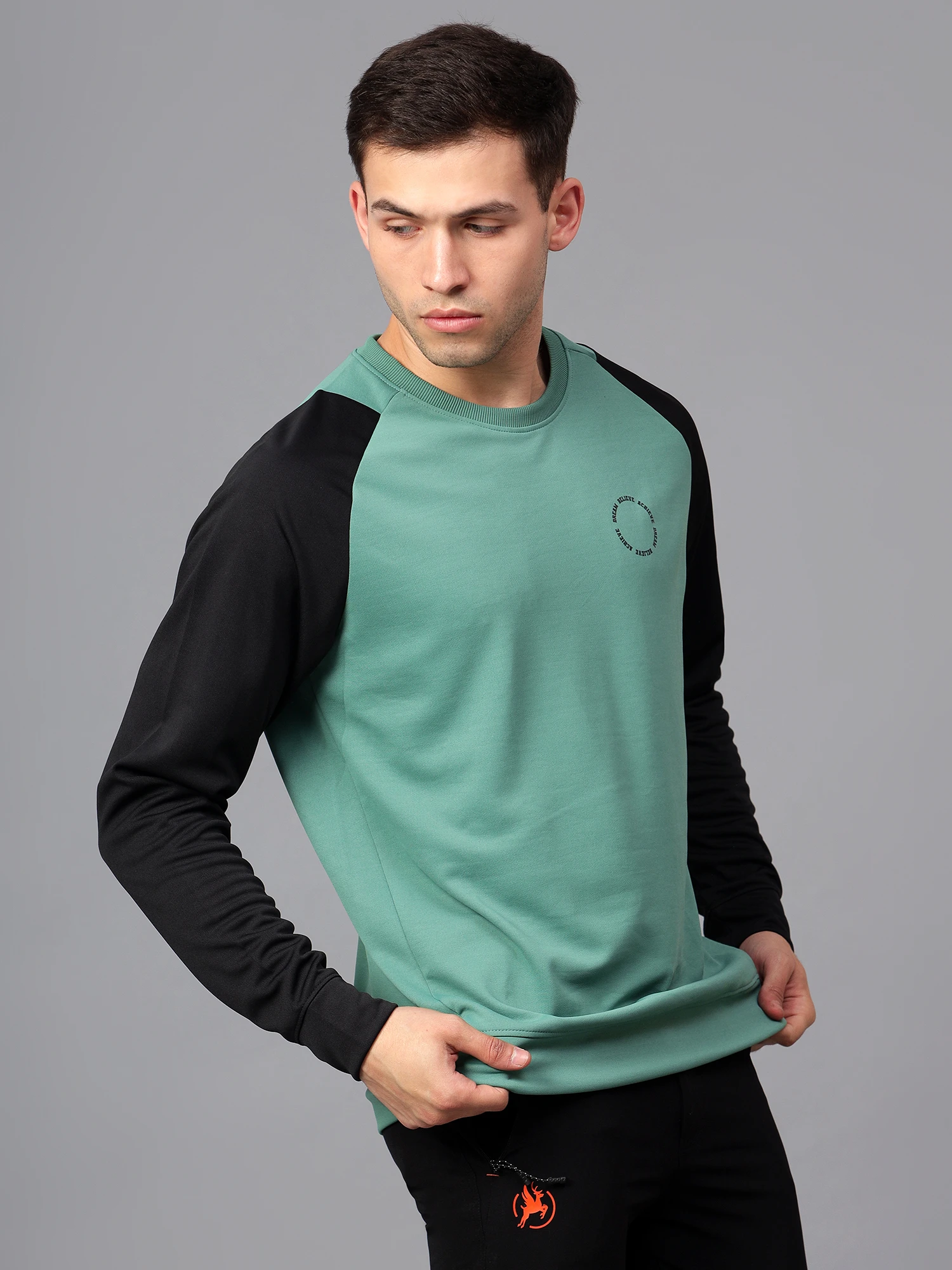 Men's black olive sweatshirt for winter wear by Shiv Naresh