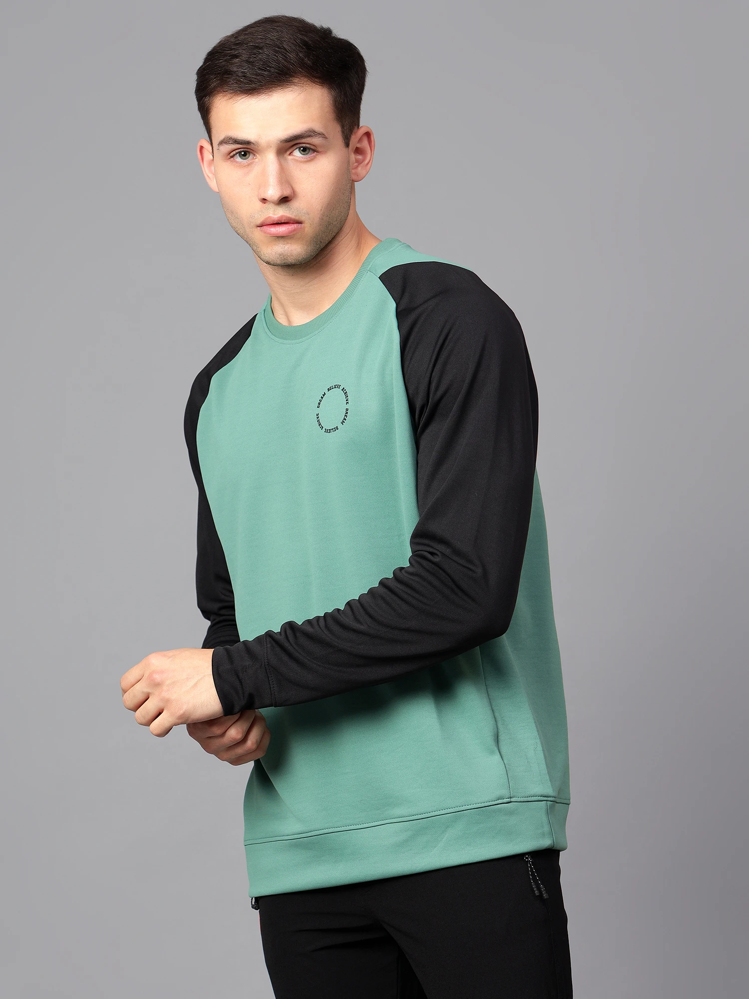 Men's black olive sweatshirt for winter wear by Shiv Naresh