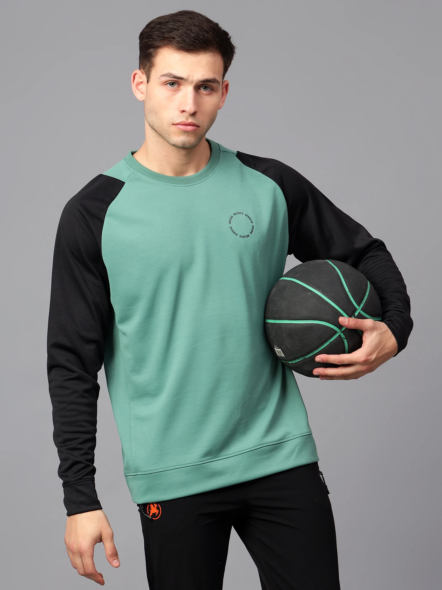 Men's black olive sweatshirt for winter wear by Shiv Naresh