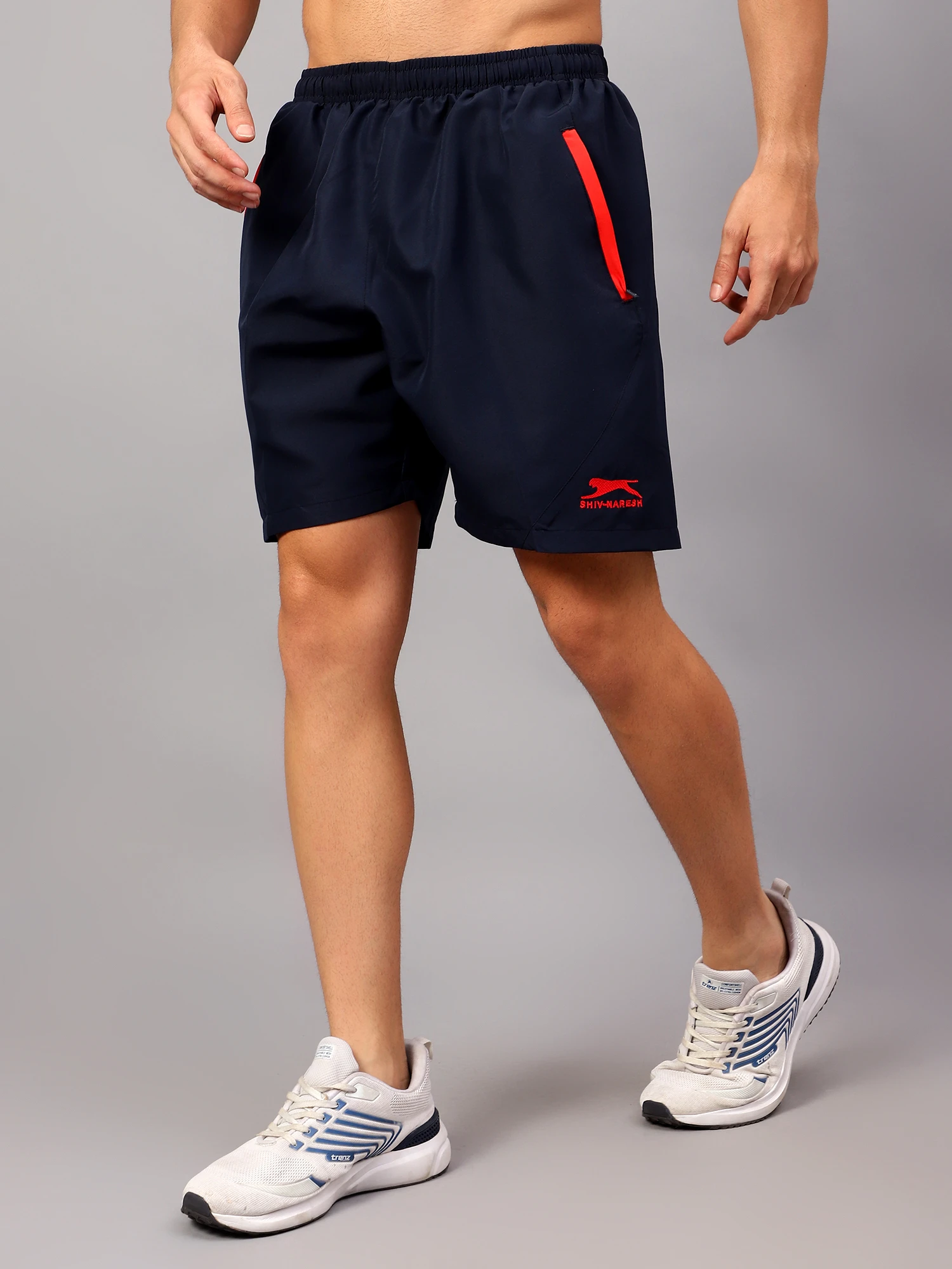 Navy Blue/Red Shiv Naresh Smart Sports Shorts for men