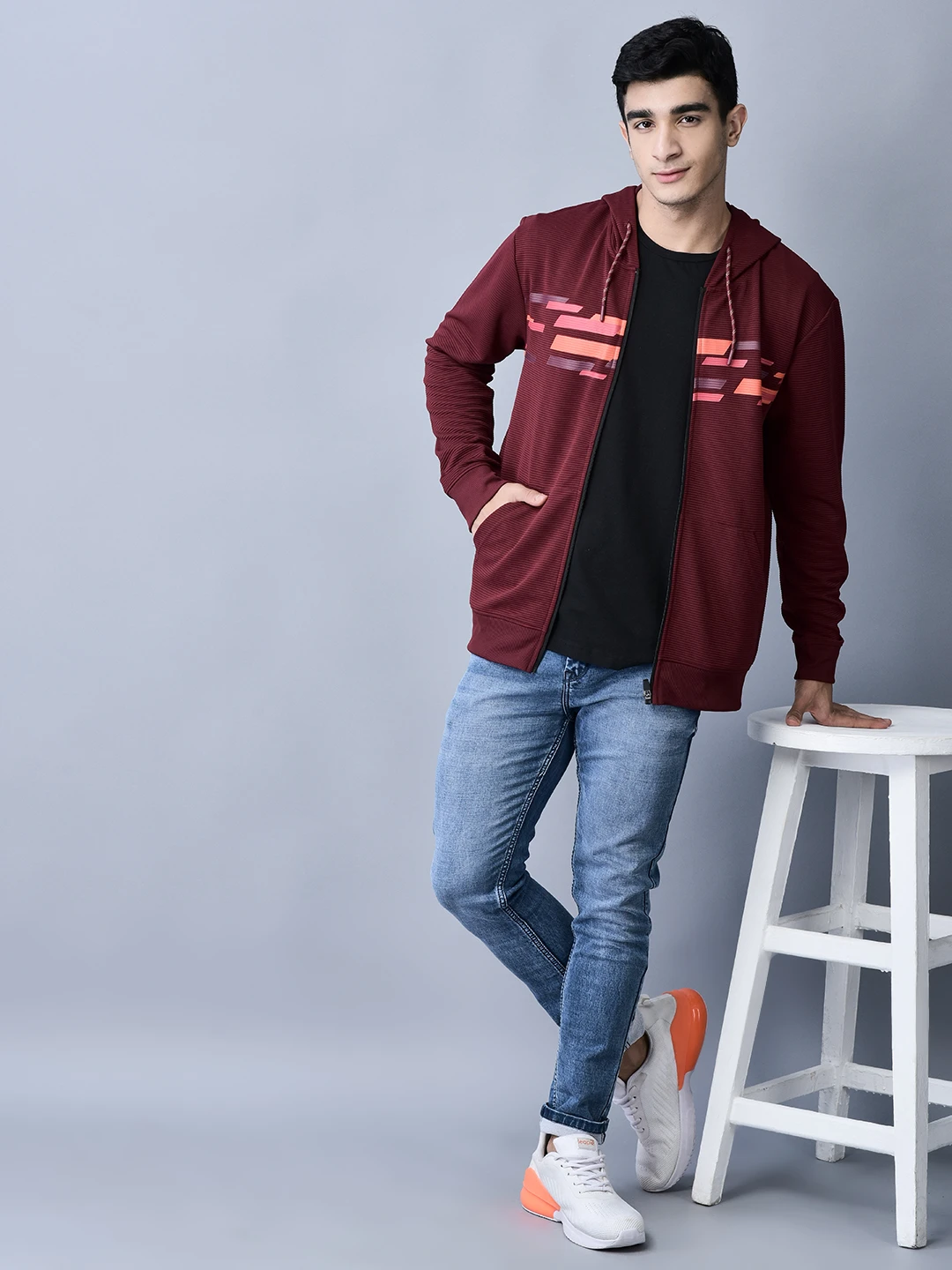 Deep Wine Red Sweatshirt for Men by Shiv Naresh