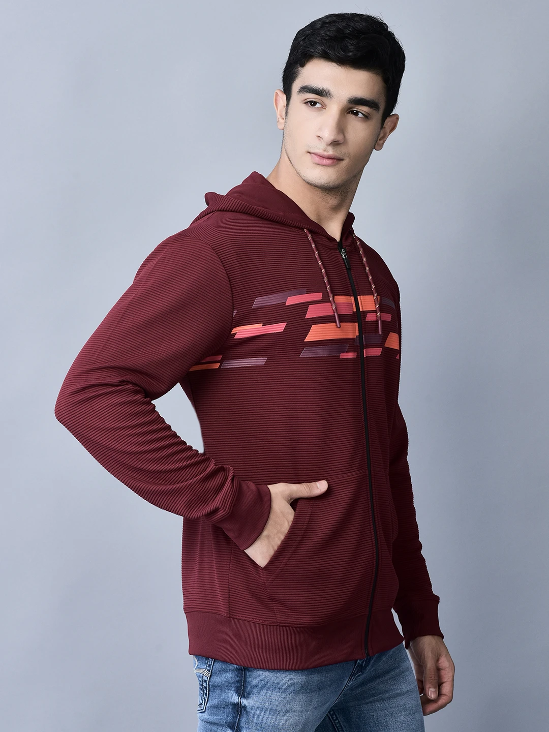 Deep Wine Red Sweatshirt for Men by Shiv Naresh