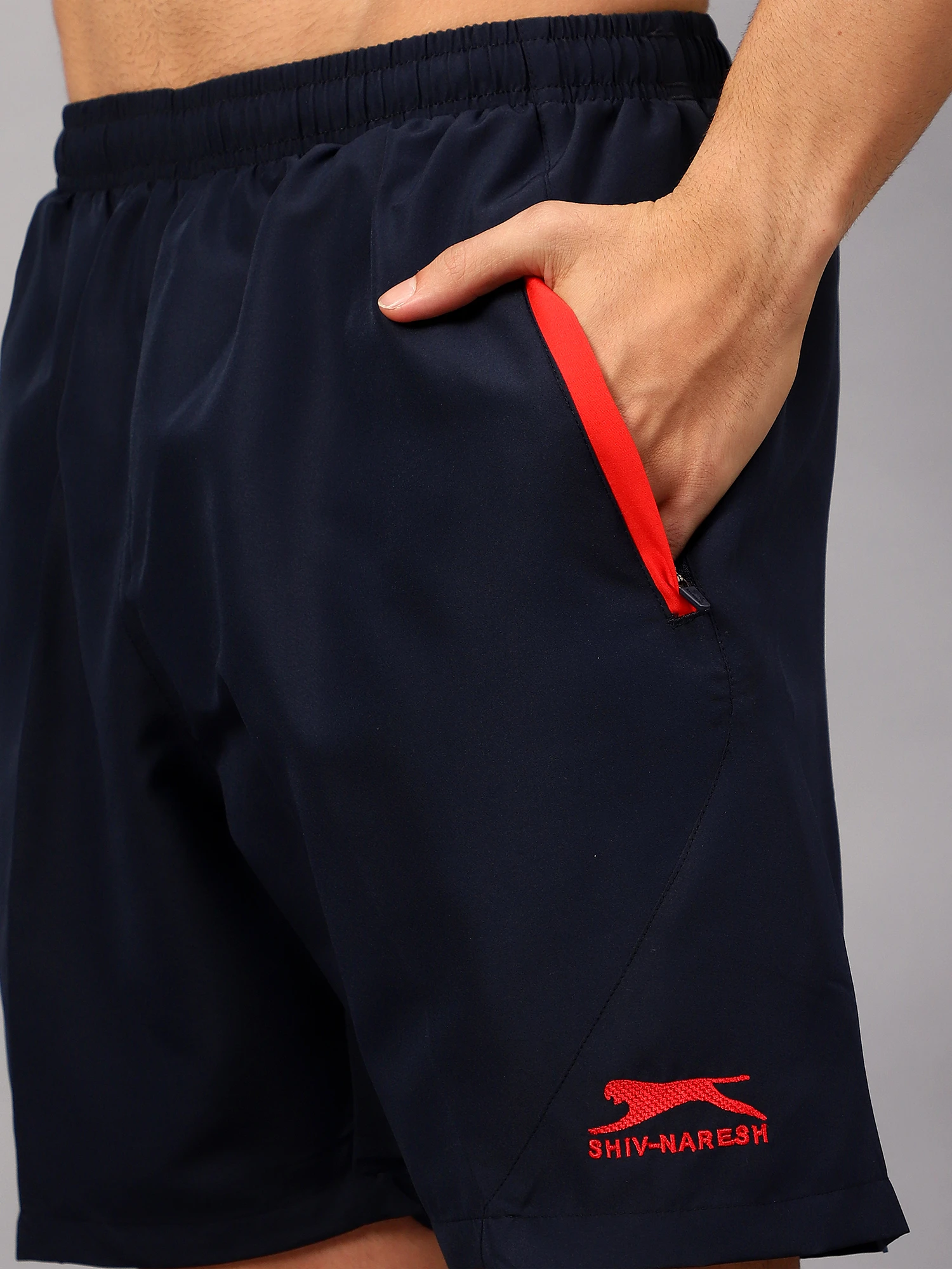 Navy Blue/Red Shiv Naresh Smart Sports Shorts for men