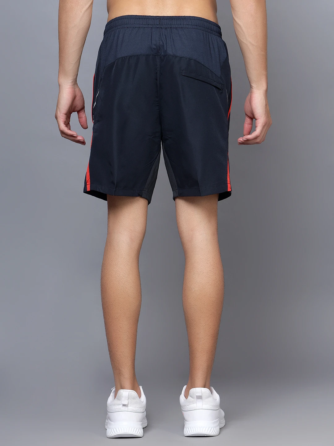 Shivnaresh Navy Blue & Red Active Shorts for Men