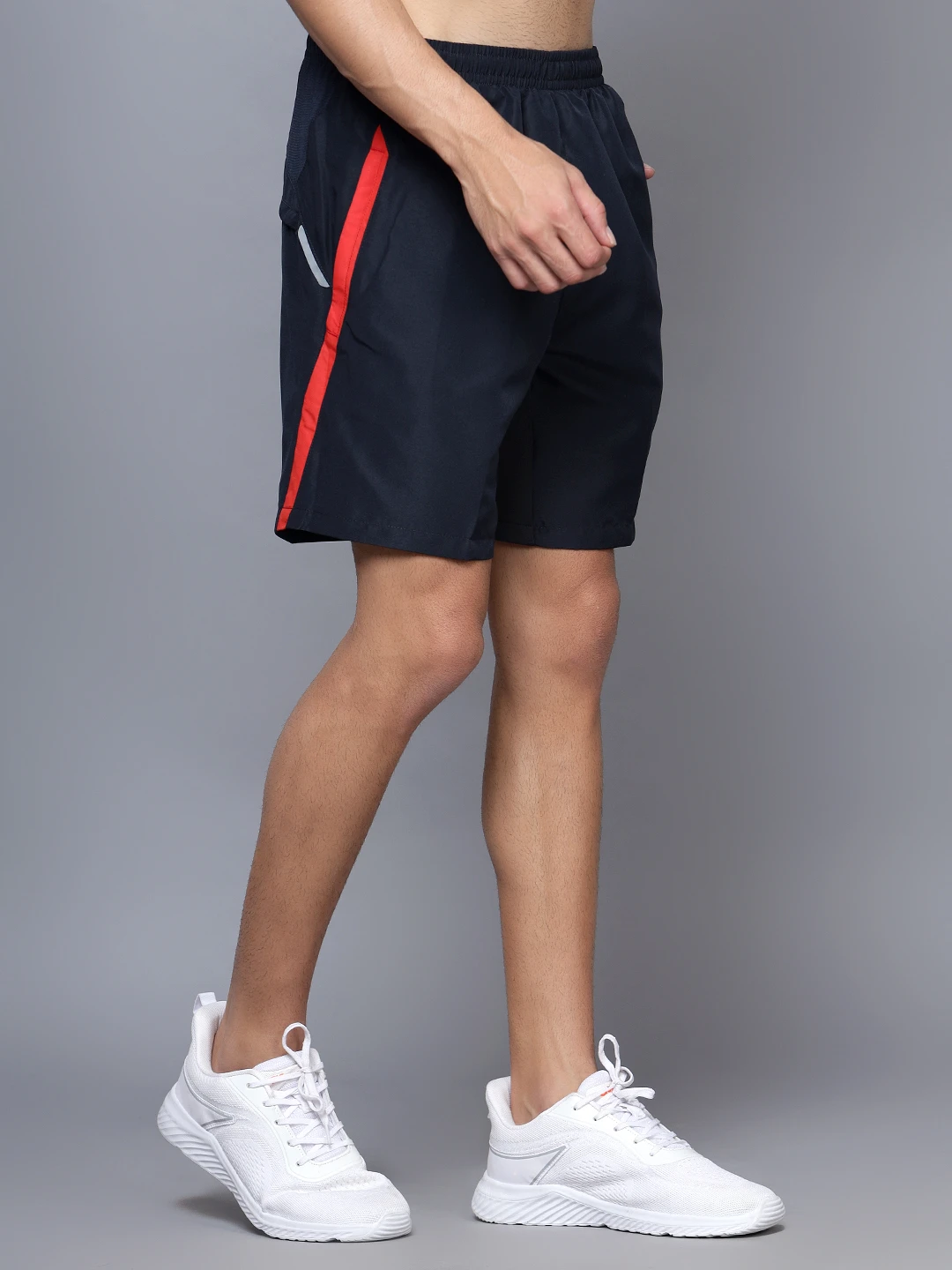 Shivnaresh Navy Blue & Red Active Shorts for Men
