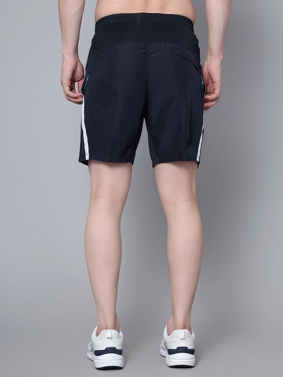 Shivnaresh Navy Blue & White Active Shorts for Men