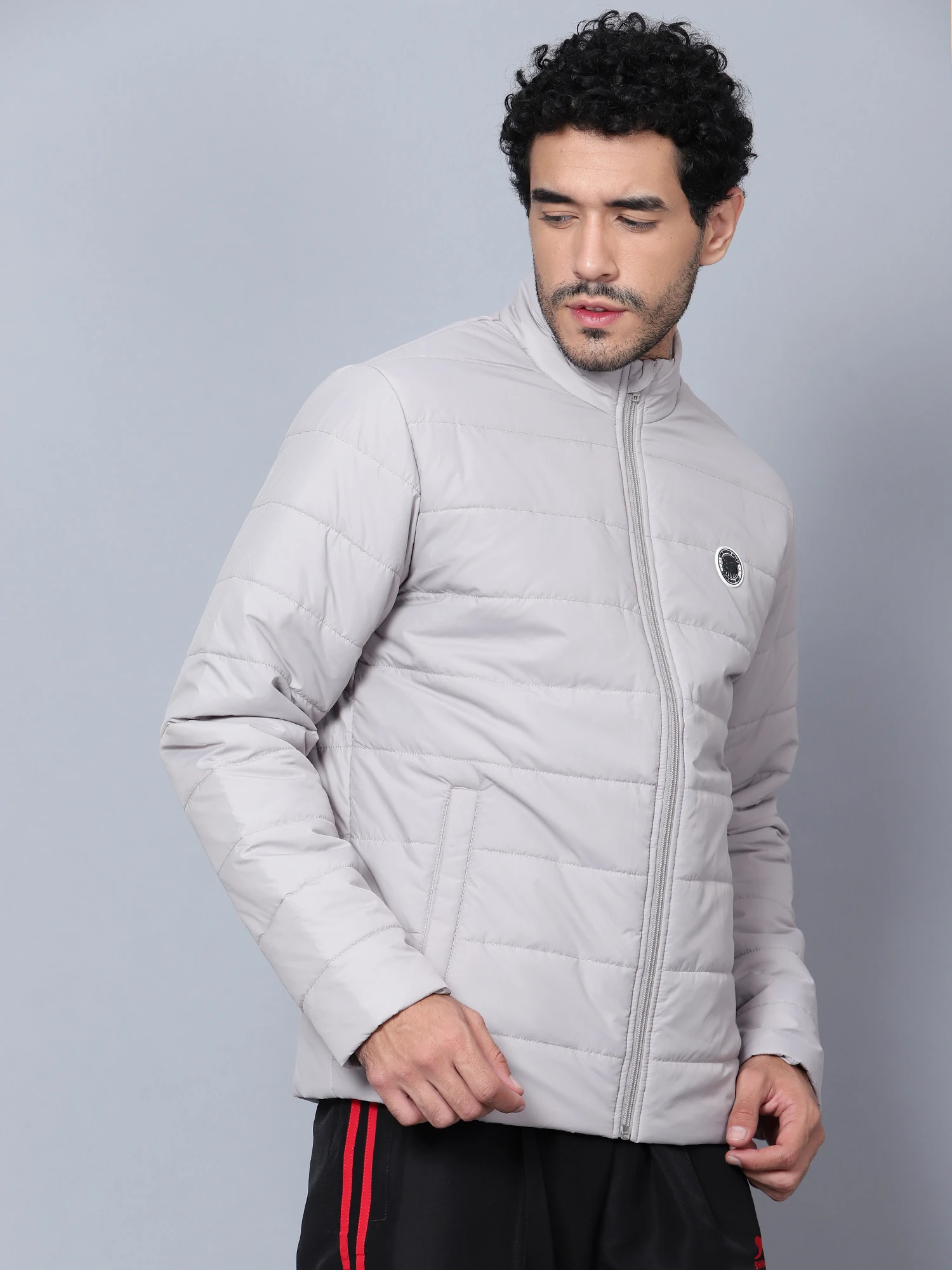 Light Grey Puffer Jacket for Men - Shiv Naresh
