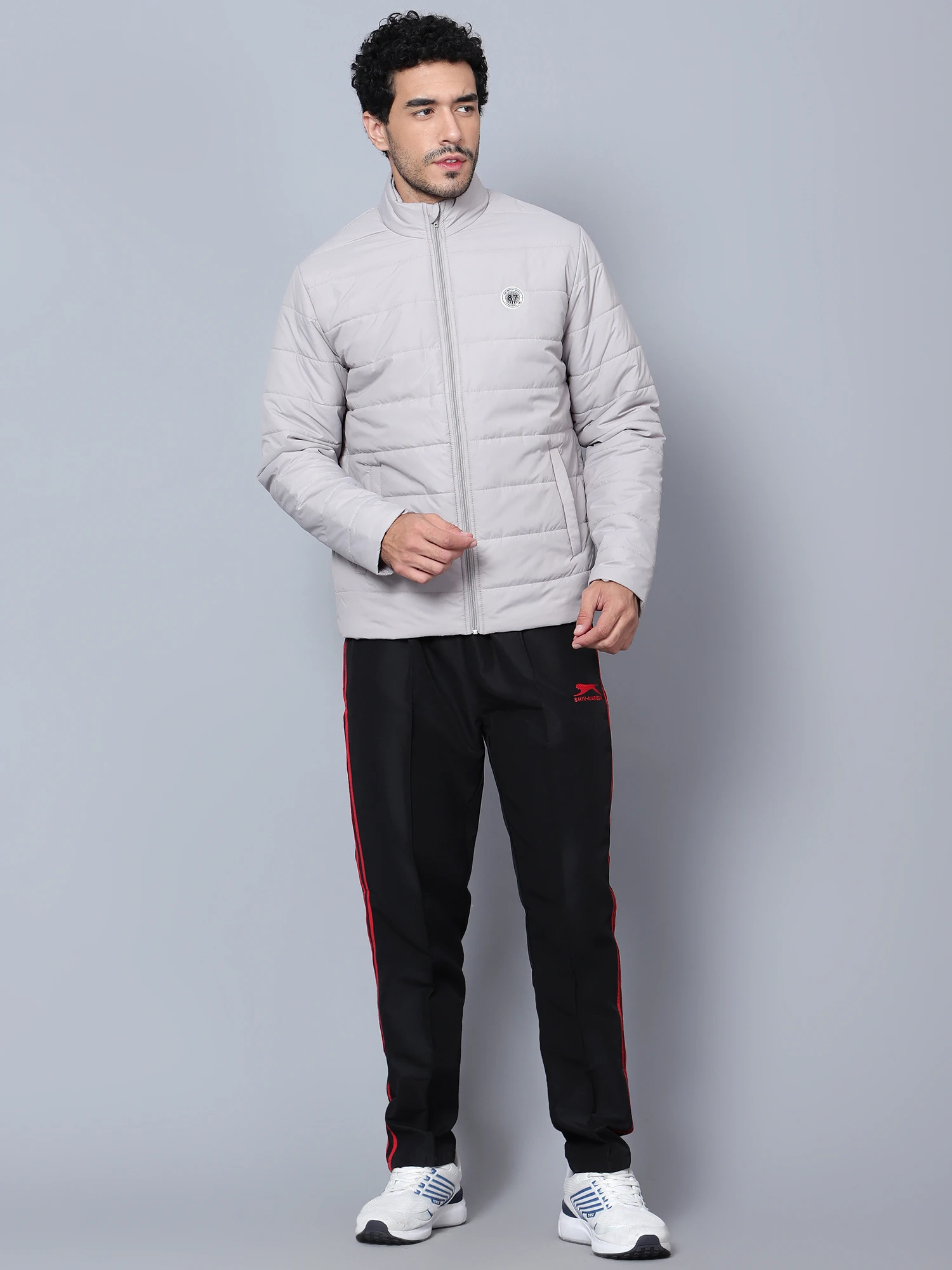 Light Grey Puffer Jacket for Men - Shiv Naresh