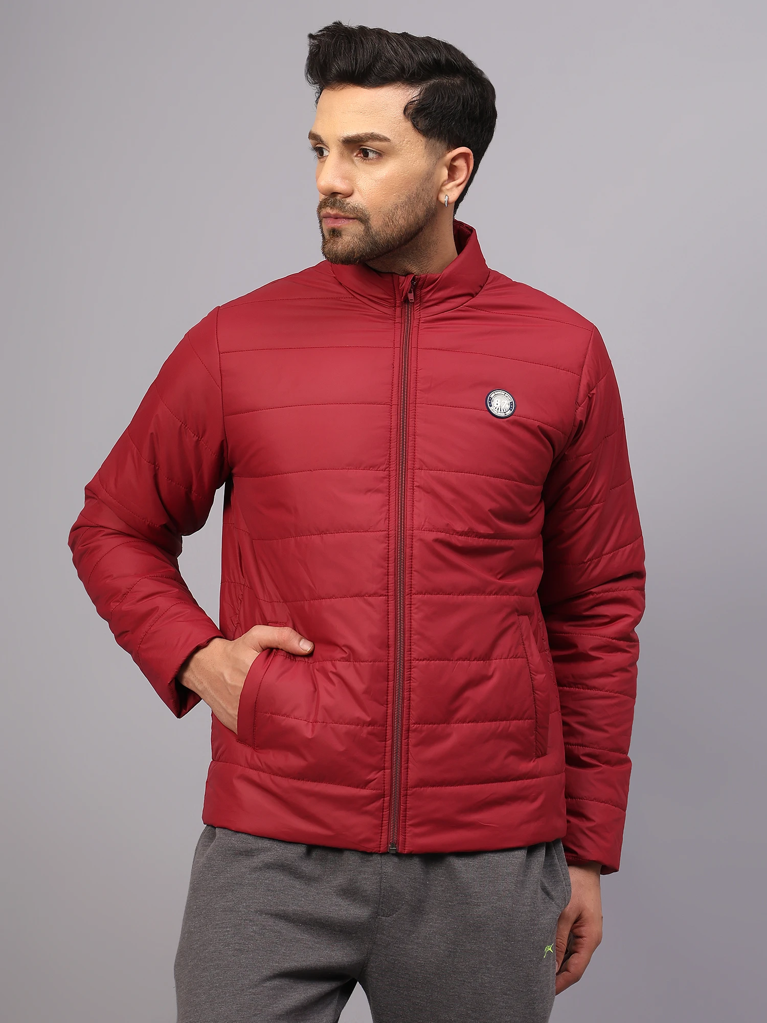 Maroon Puffer Jacket for Men - Shiv Naresh