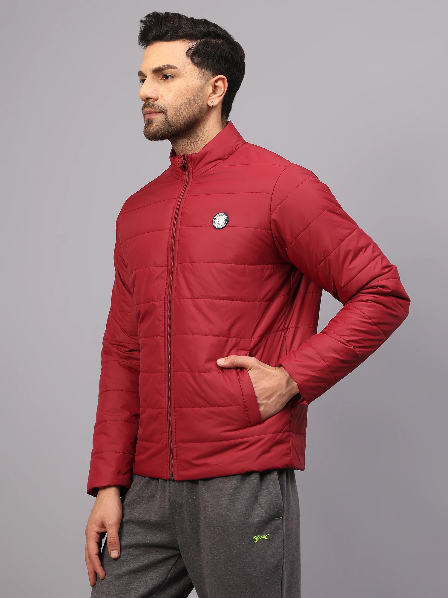 Maroon Puffer Jacket for Men - Shiv Naresh