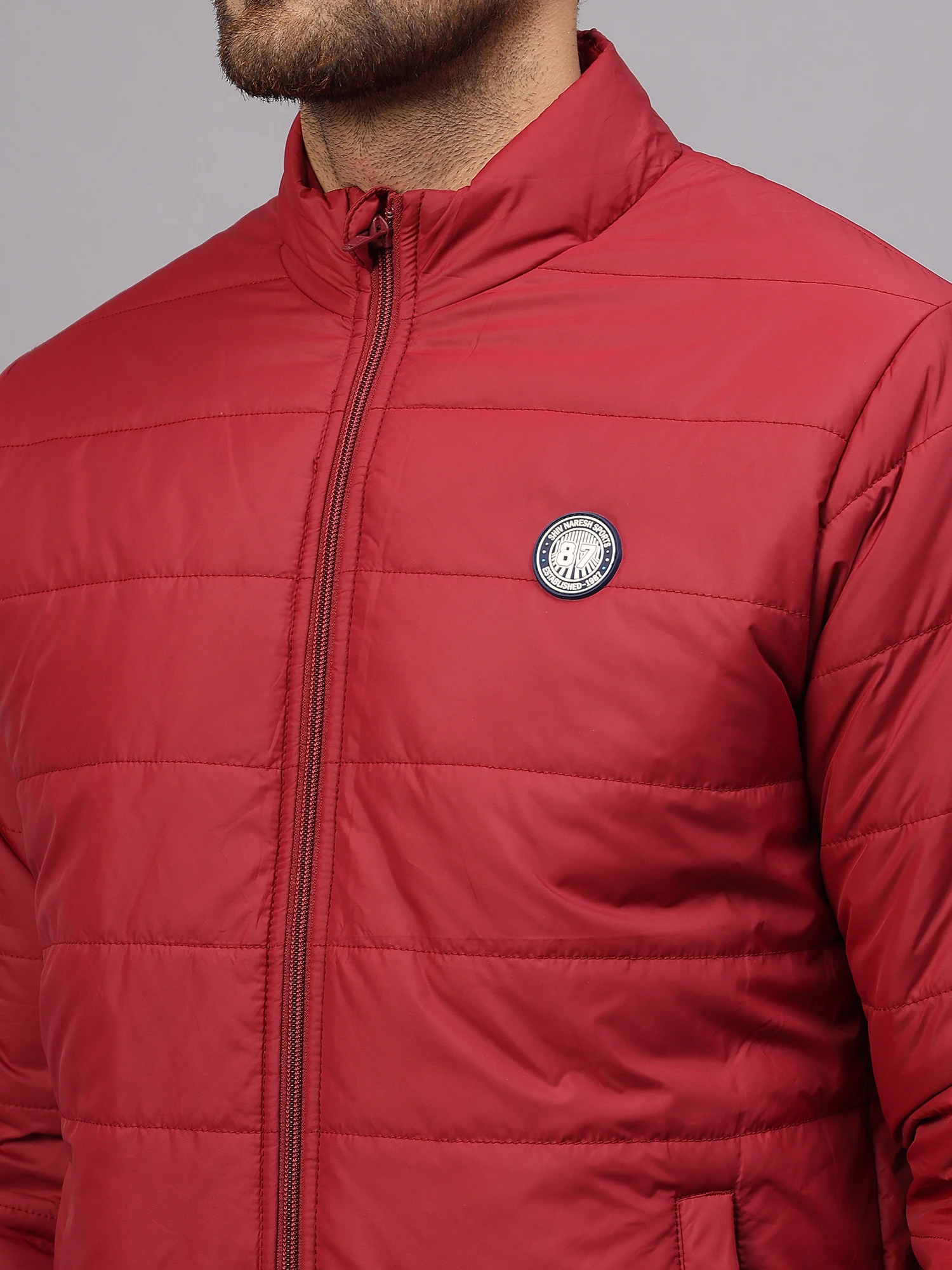 Maroon Puffer Jacket for Men - Shiv Naresh