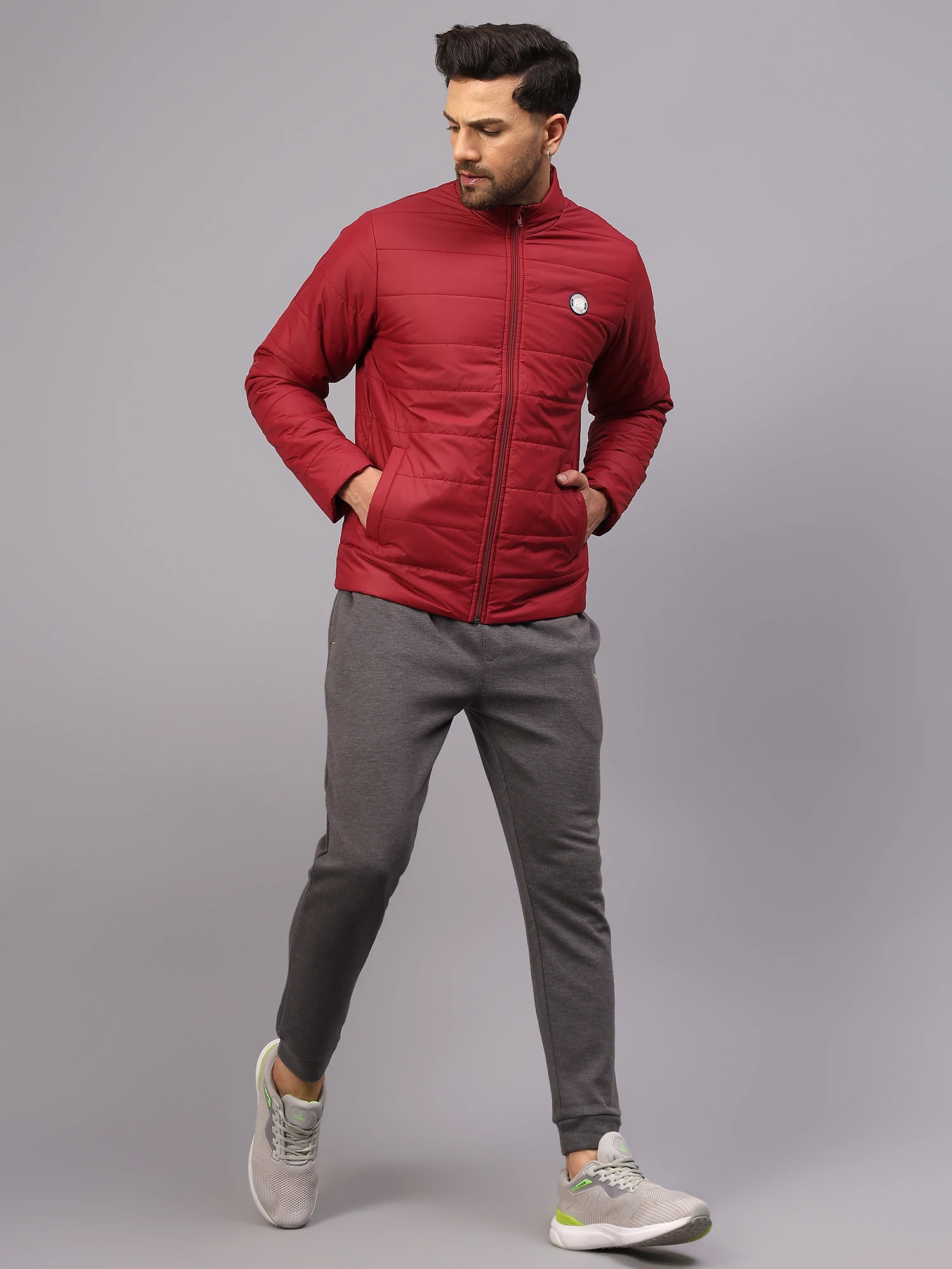 Maroon Puffer Jacket for Men - Shiv Naresh