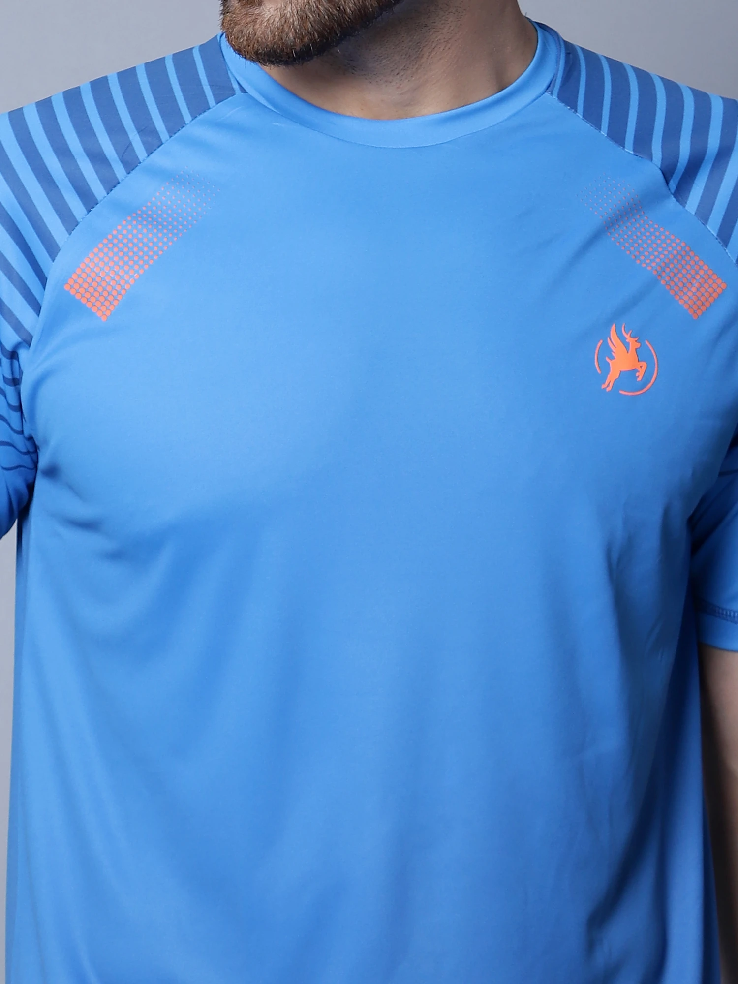 Madrine blue training jersey t shirt for men by Shiv Naresh