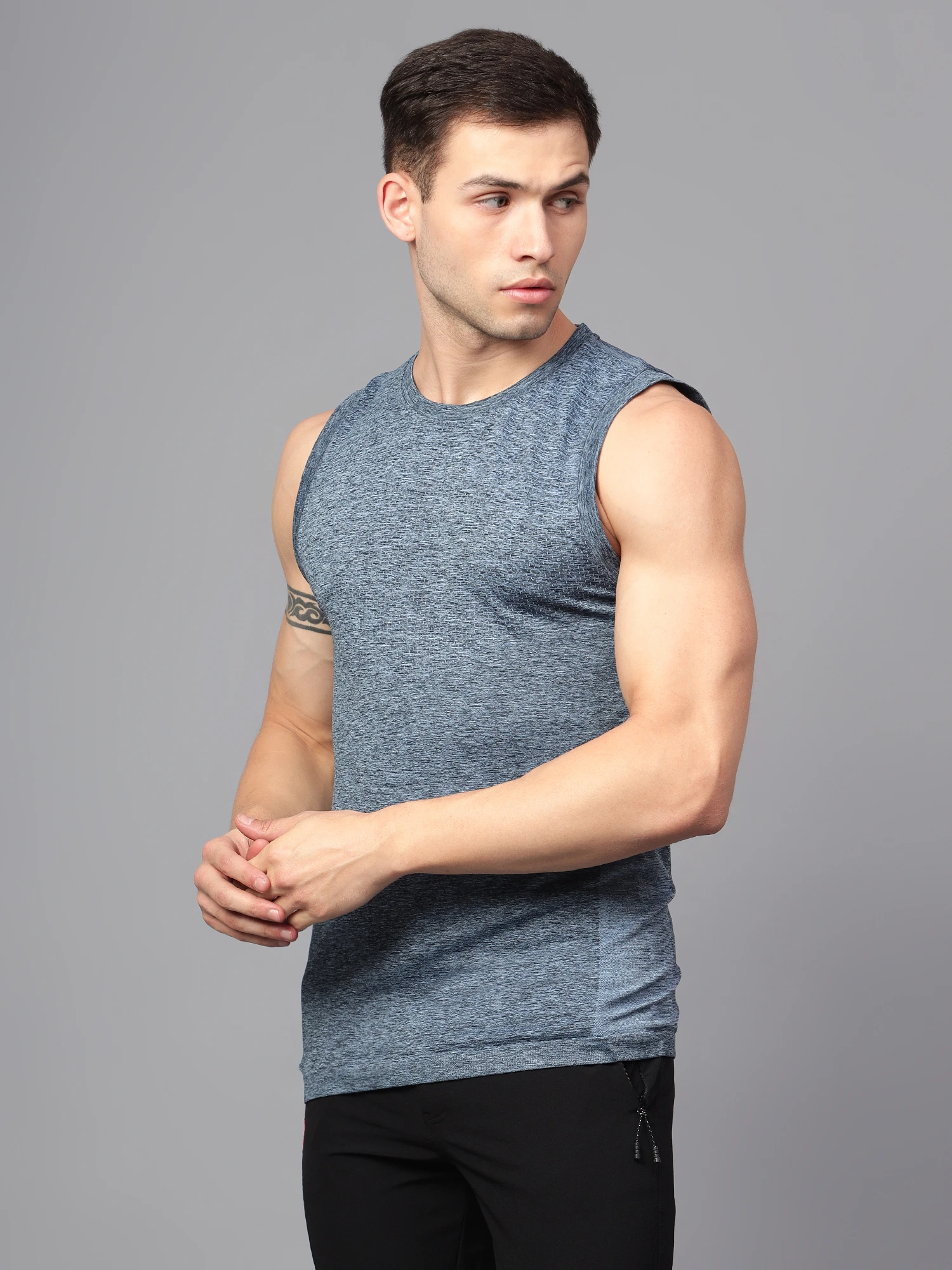 Blue seamless training men's vest