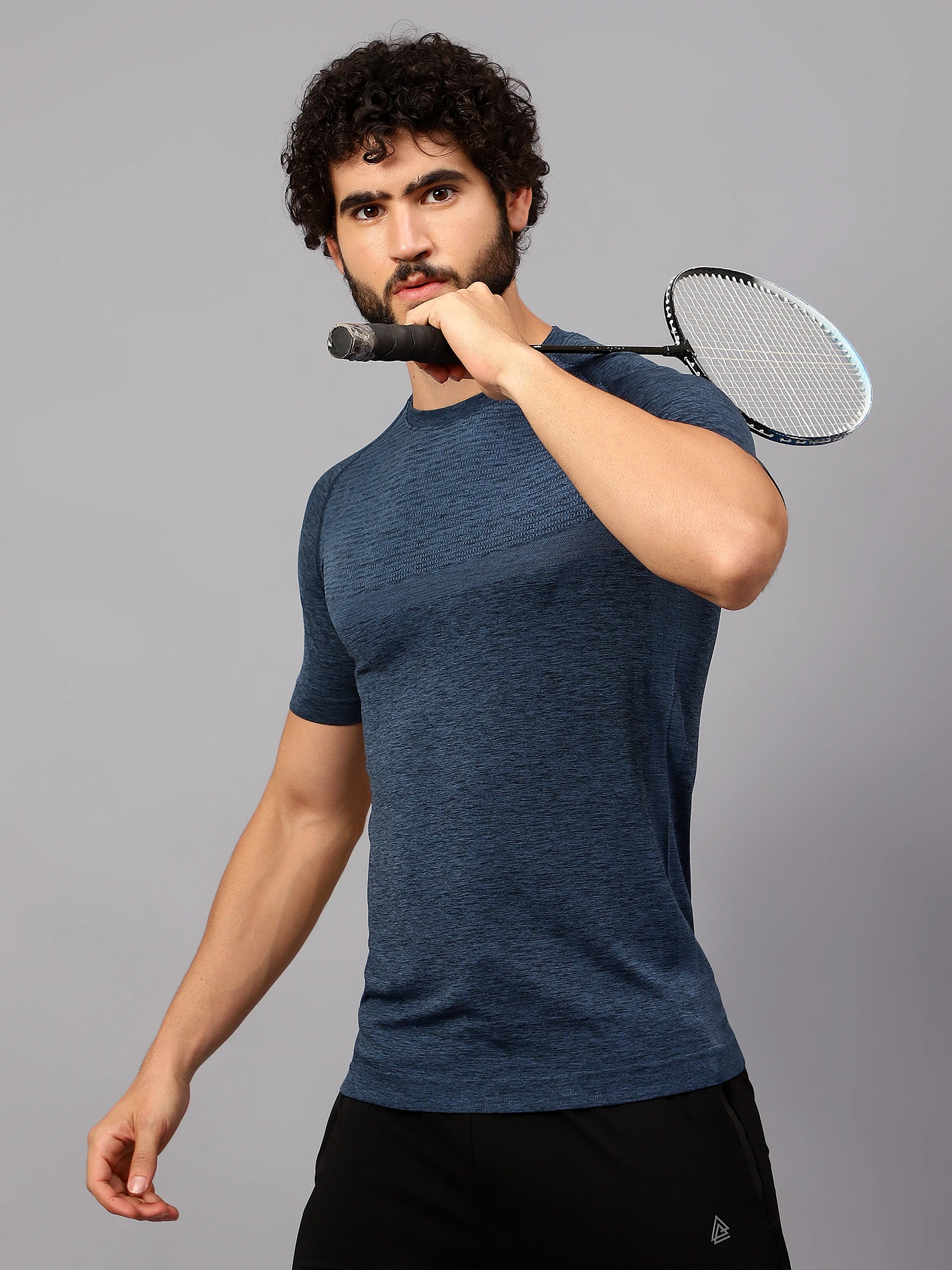 seamless active stripe blue t shirt for men by Shiv Naresh