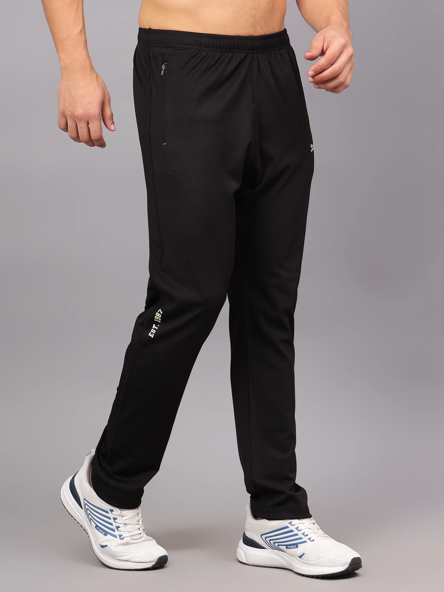 Black Stretchable Track Pants for Men Shiv Naresh