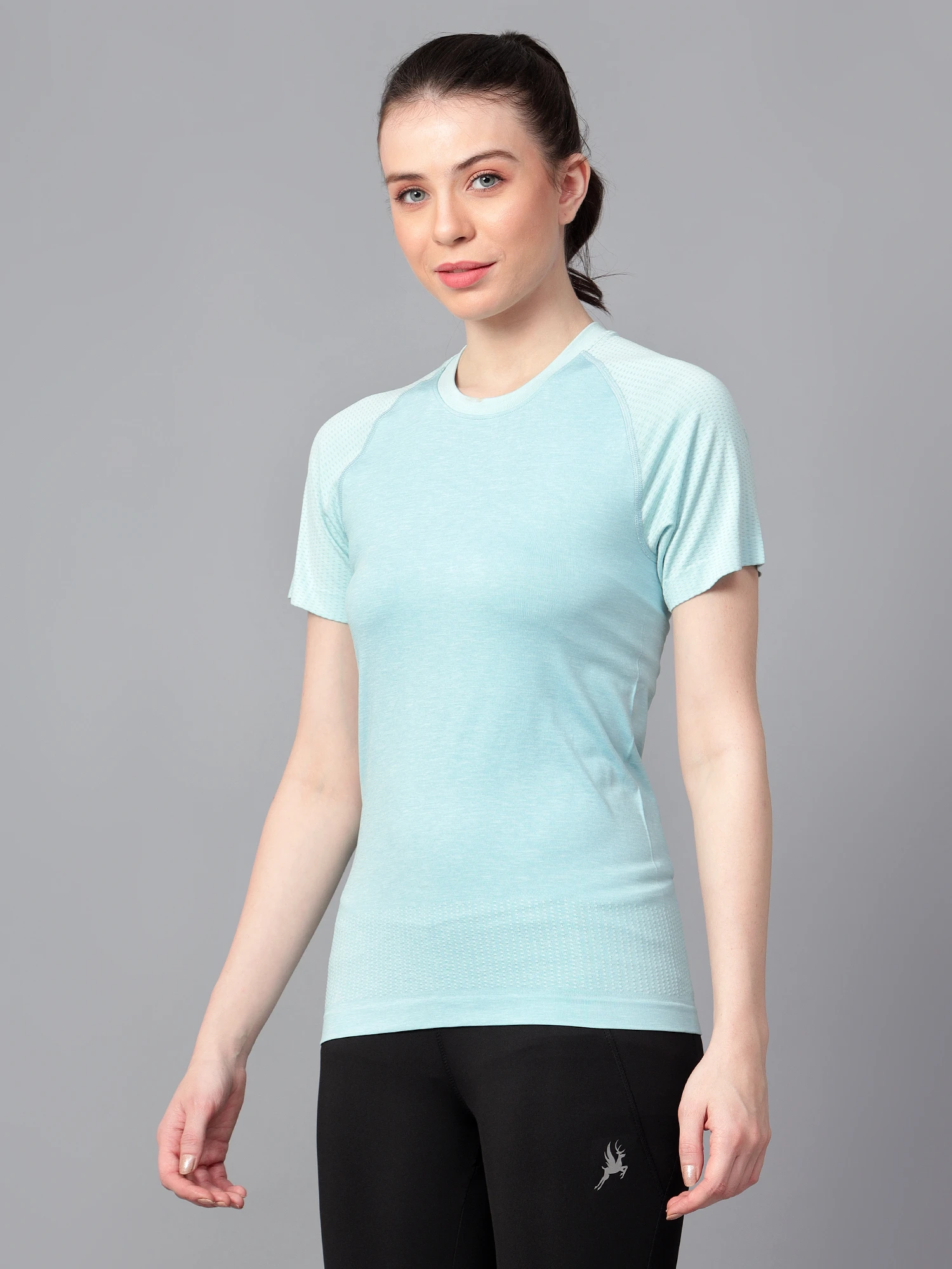 Women's blue duatone seamless t-shirt by Shiv Naresh