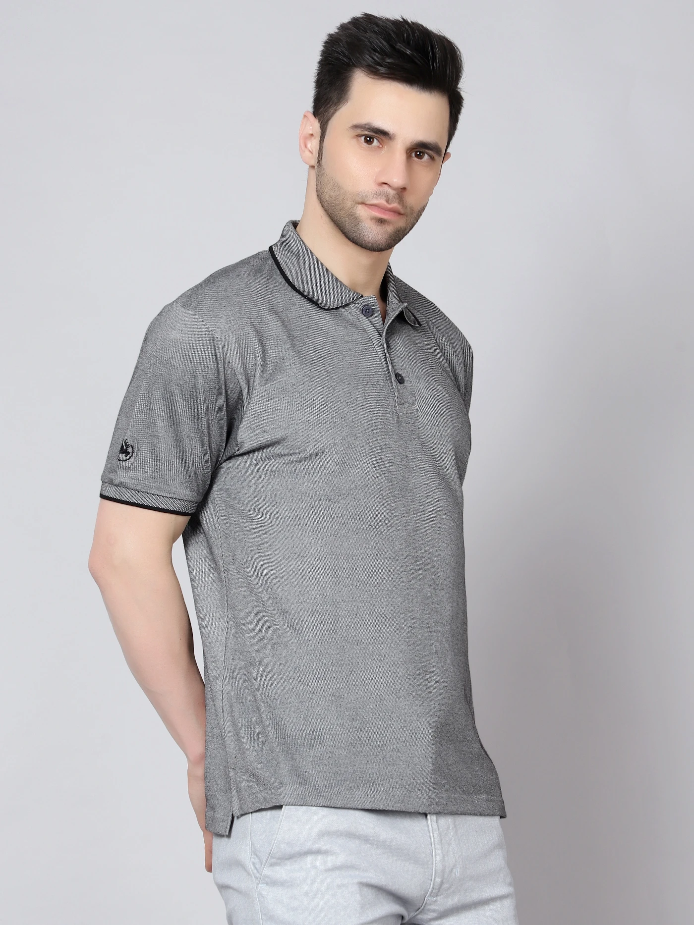 Kooltex Regular Fit black polo t-shirt for men by Shiv Naresh