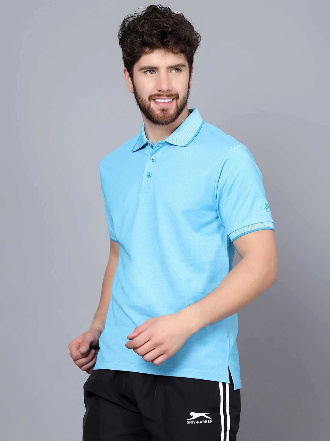 Kooltex Regular Fit cyan Blue polo t-shirt for men by Shiv Naresh