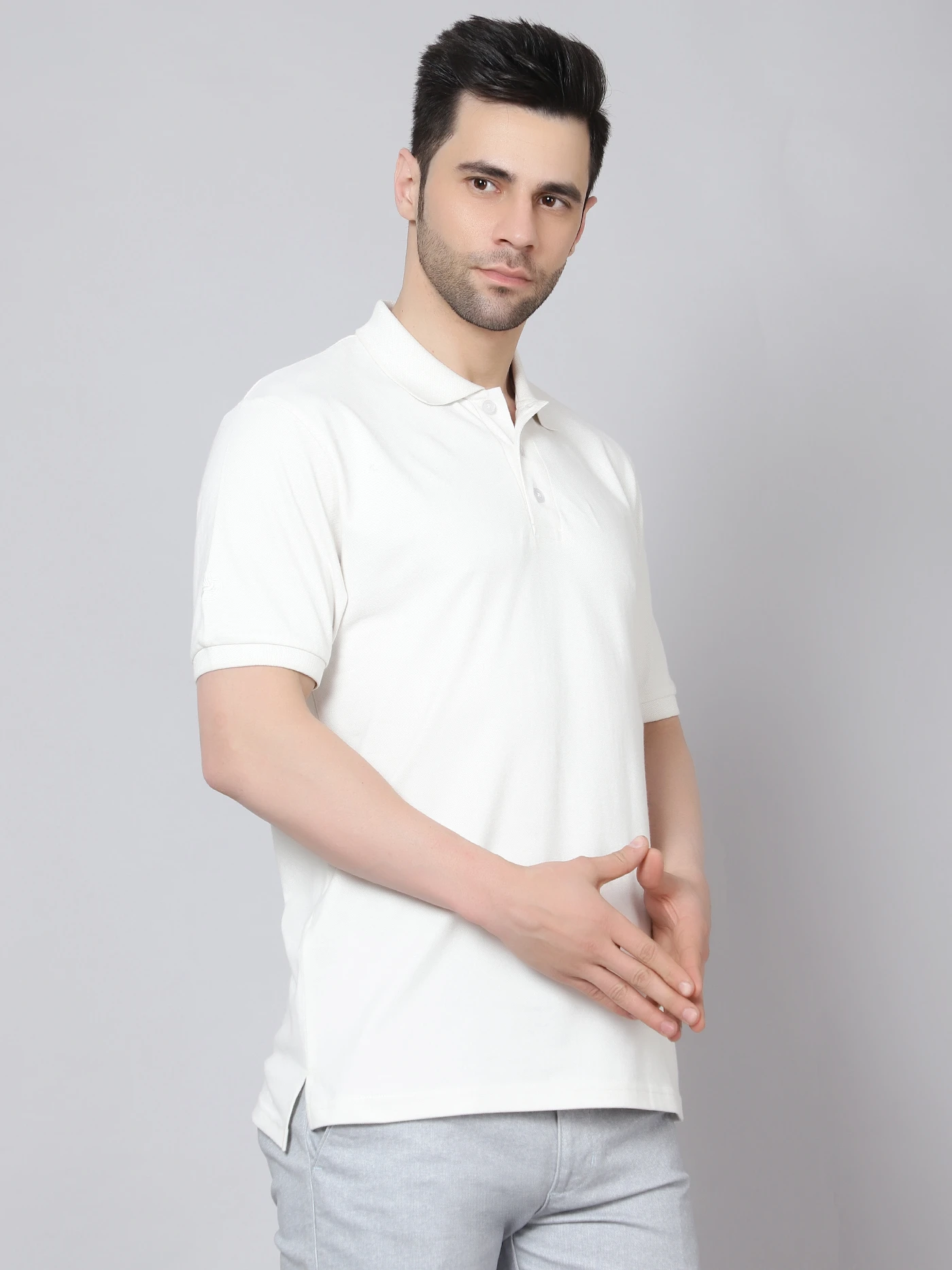 Kooltex Regular fit white sports polo t-shirts for men by Shiv Naresh