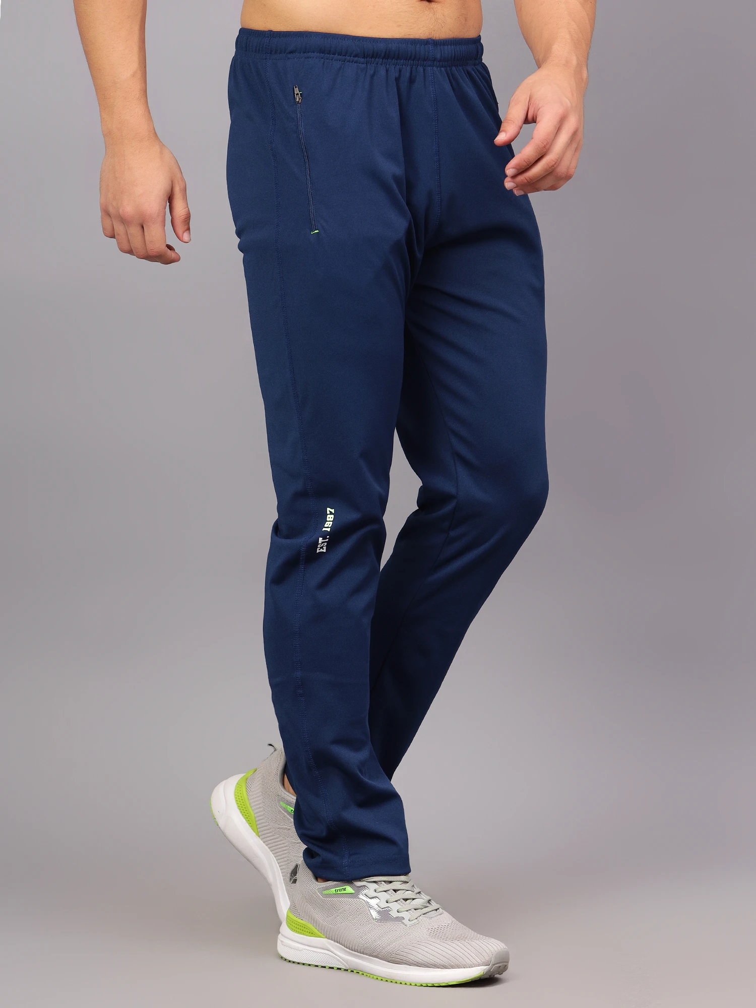 Navy Blue Stretchable Track Pants for Men Shiv Naresh