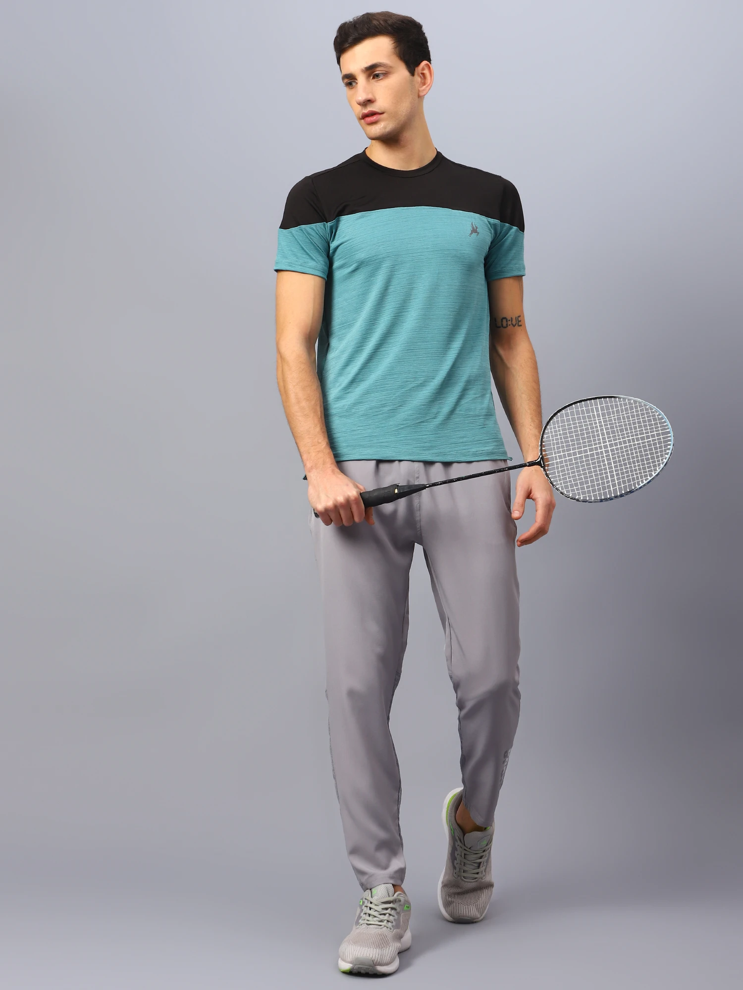 Durabreeze teal black quick-dry sports t shirt for men by Shiv Naresh