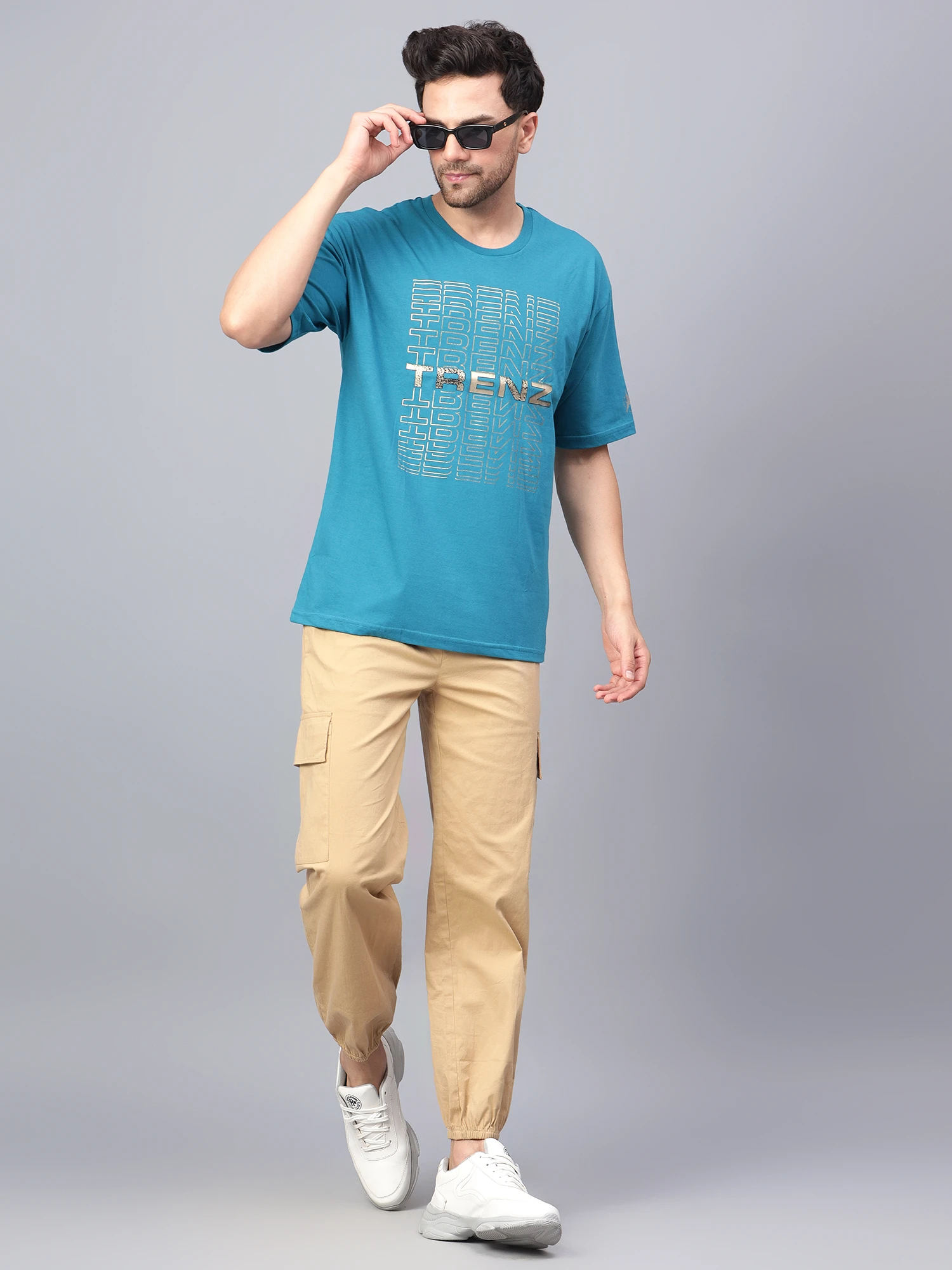 Trenz oversized airforce blue t shirt for men by Shiv Naresh