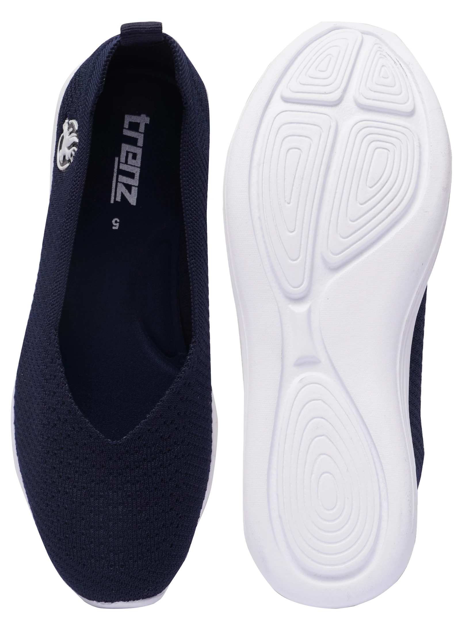Navy Blue slip-on shoes for women by Shivnaresh