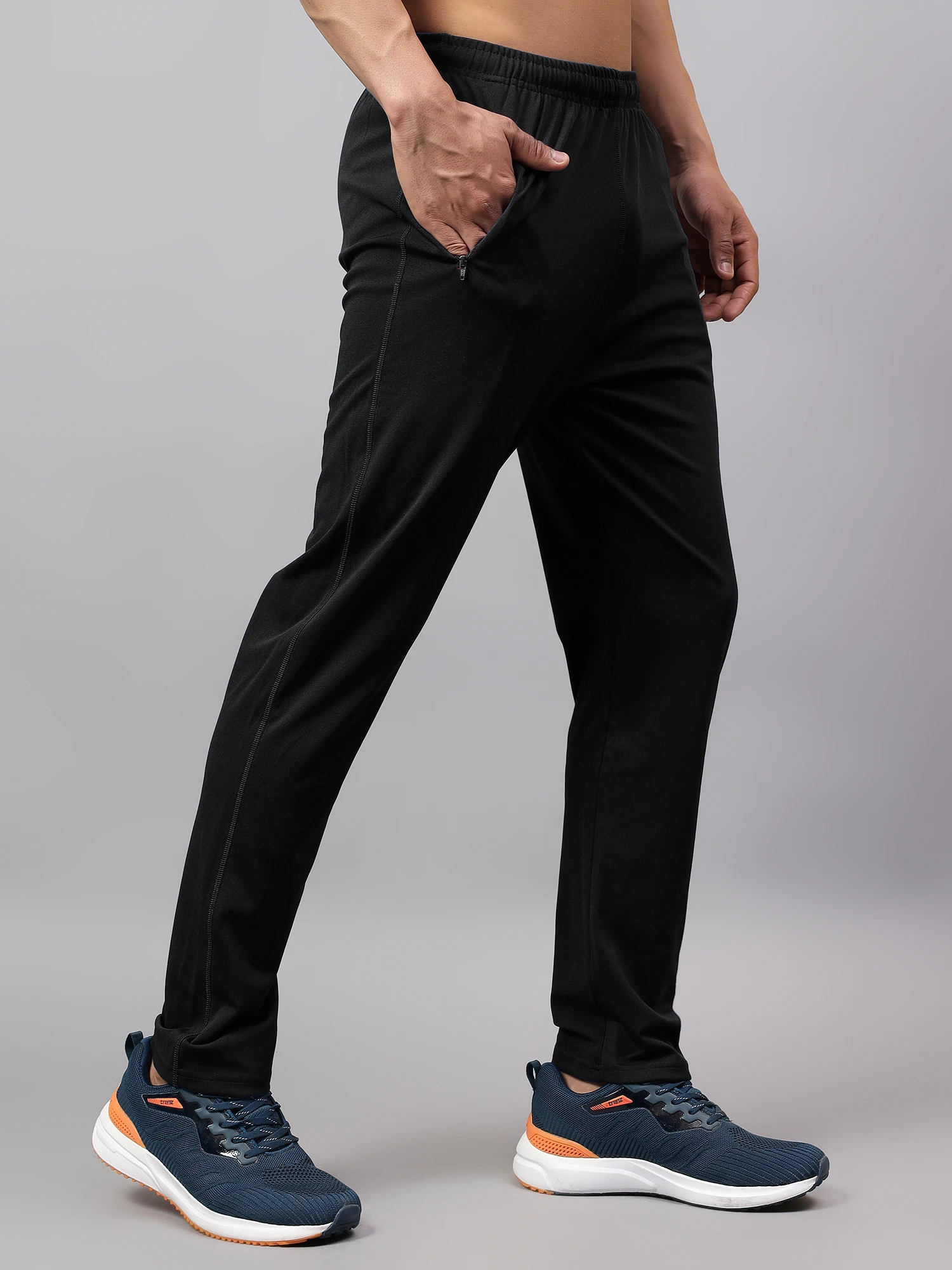 Black Stretchable Gym Track Pants for Men Shiv Naresh