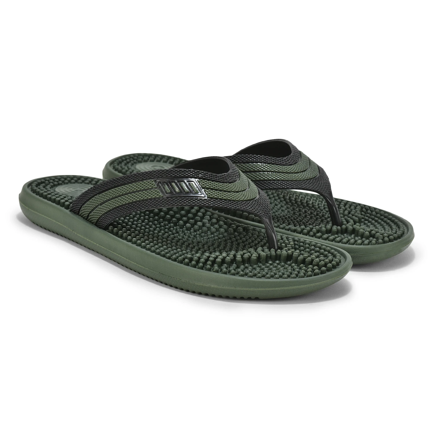 Shivnaresh men's slip-on slippers olive green