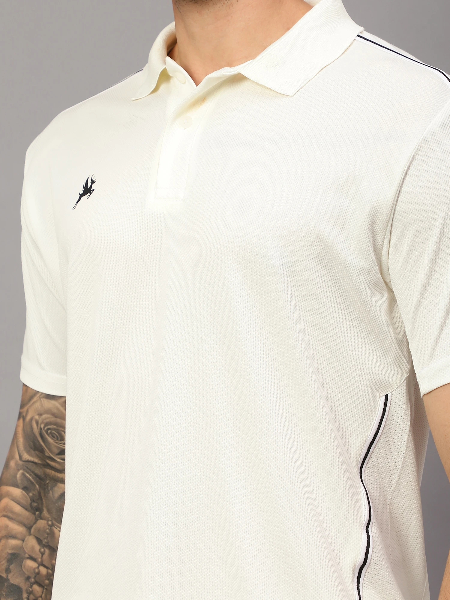 Shiv Naresh Off White Cricket Set Half Sleeves for Men