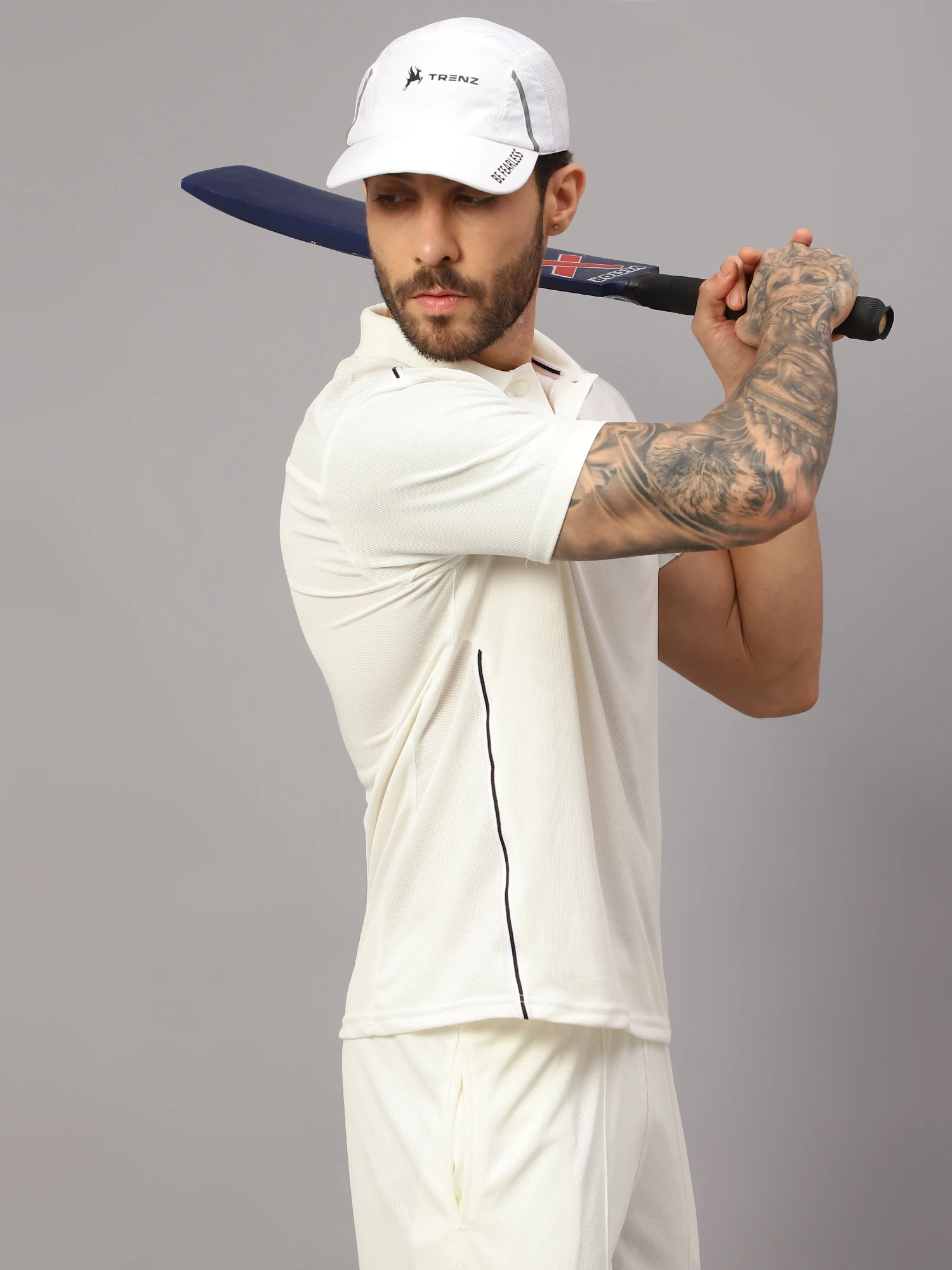Shiv Naresh Off White Cricket Set Half Sleeves for Men