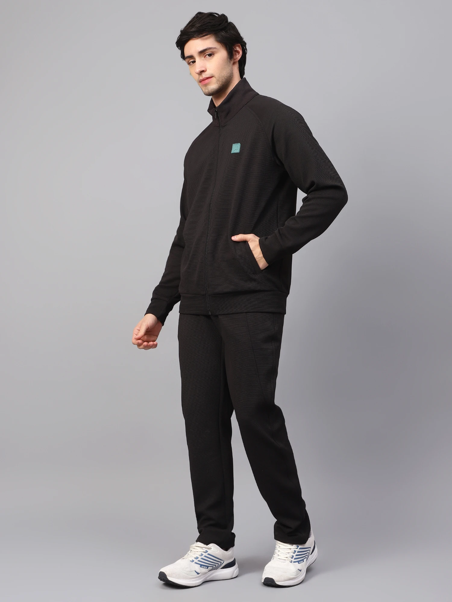 Shiv Naresh Black Ottoman Tracksuit for Men