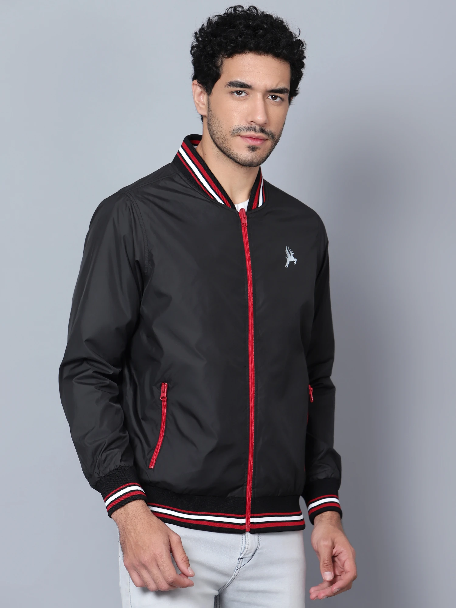 Men's Black Red Reversible Jacket by Shiv Naresh