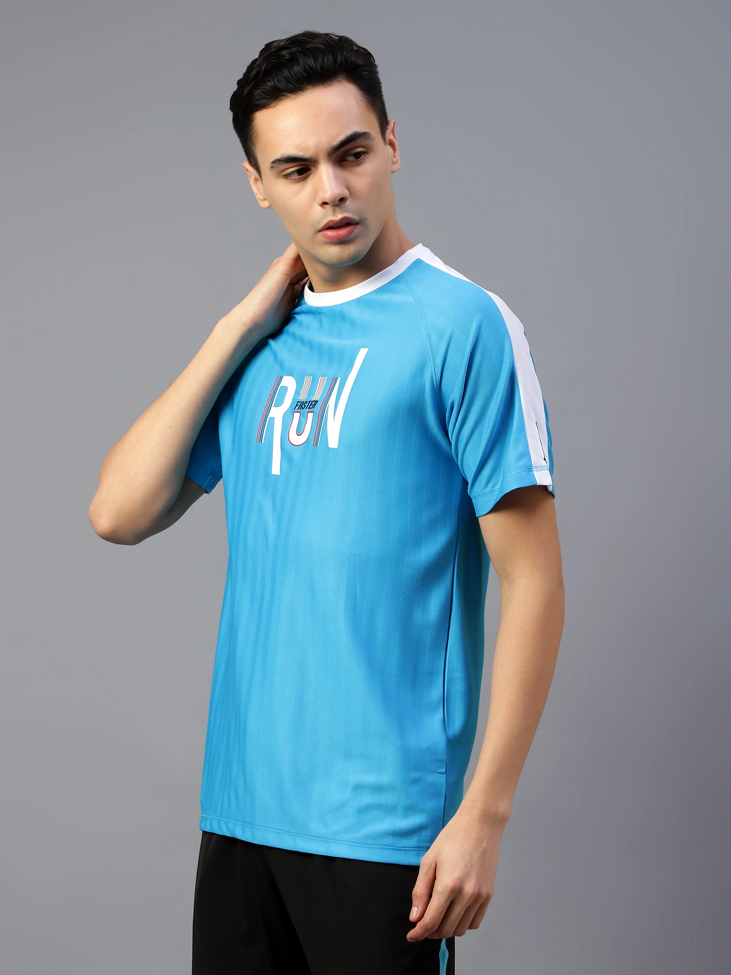 Men’s Cyan Quick-Dry Running T-Shirt – Shiv Naresh