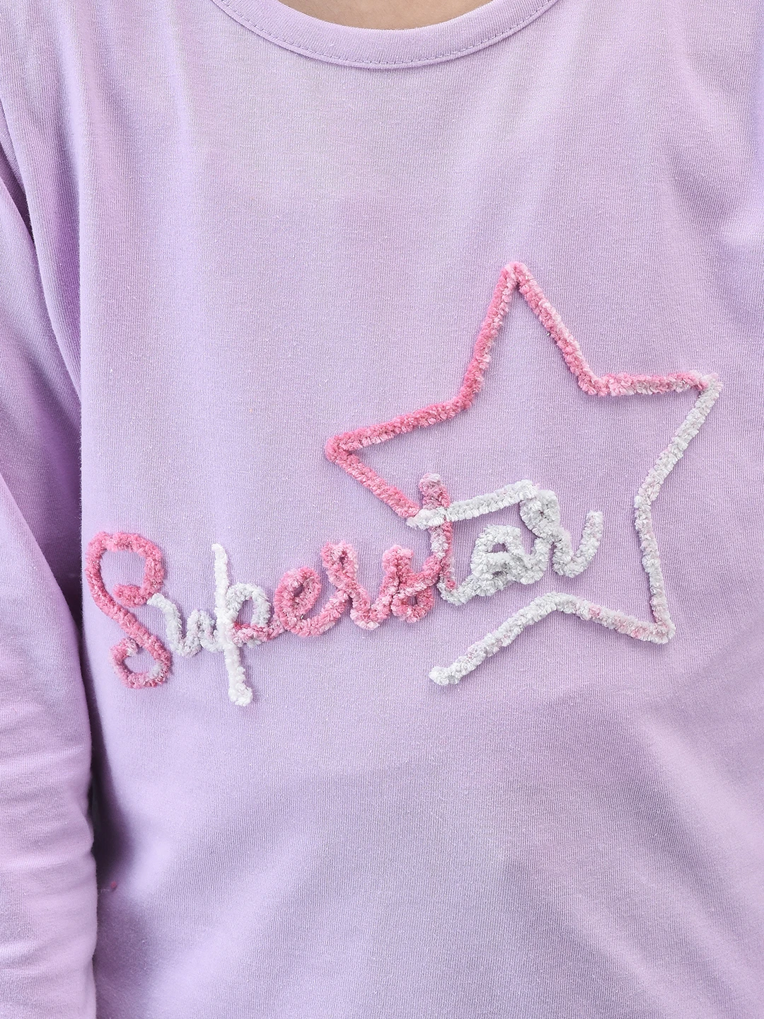 Girls Superstar Full Sleeve T-shirt Lavender by Shiv Naresh