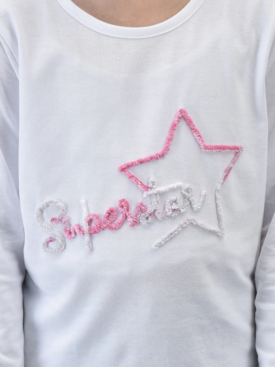 Girls Superstar Full Sleeve T-shirt White by Shiv Naresh