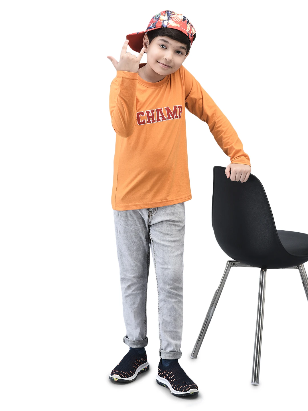 Boys Champ Full Sleeve T-shirt Orange Shiv Naresh