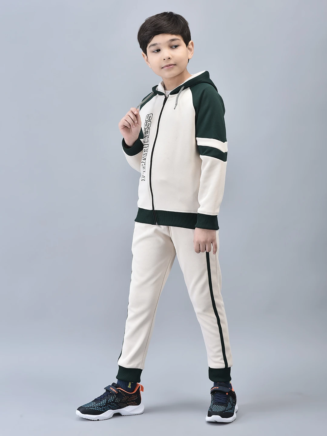 Boys Fearless Tracksuit Green Grey by Shiv Naresh